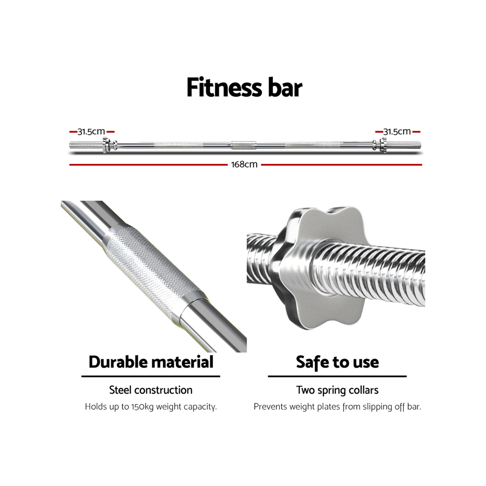 78KG Barbell Weight Set Plates Bar Bench Press 168cm Bunnings Australia