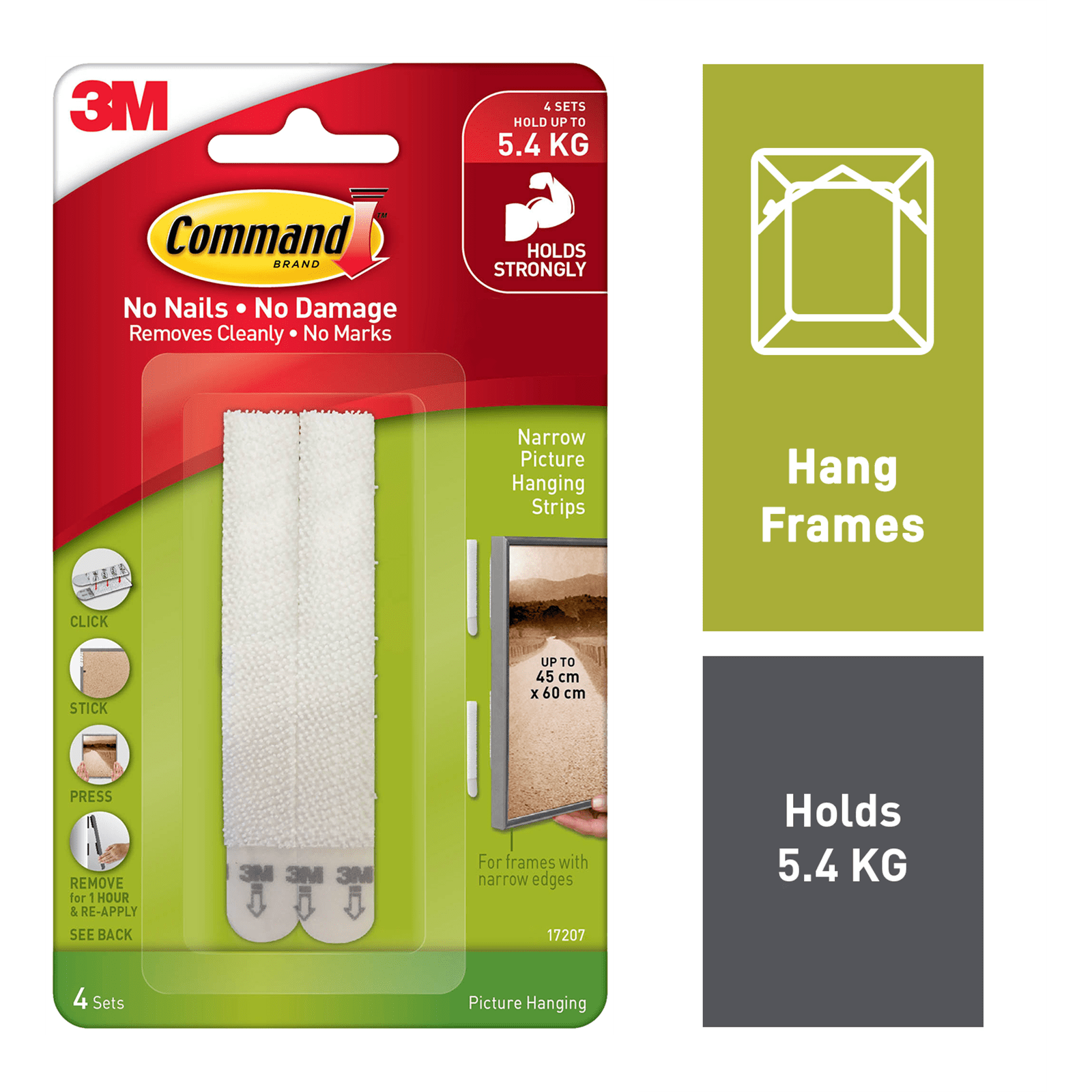 Command™ White Adhesive Narrow Picture Hanging Strips 4 Pack