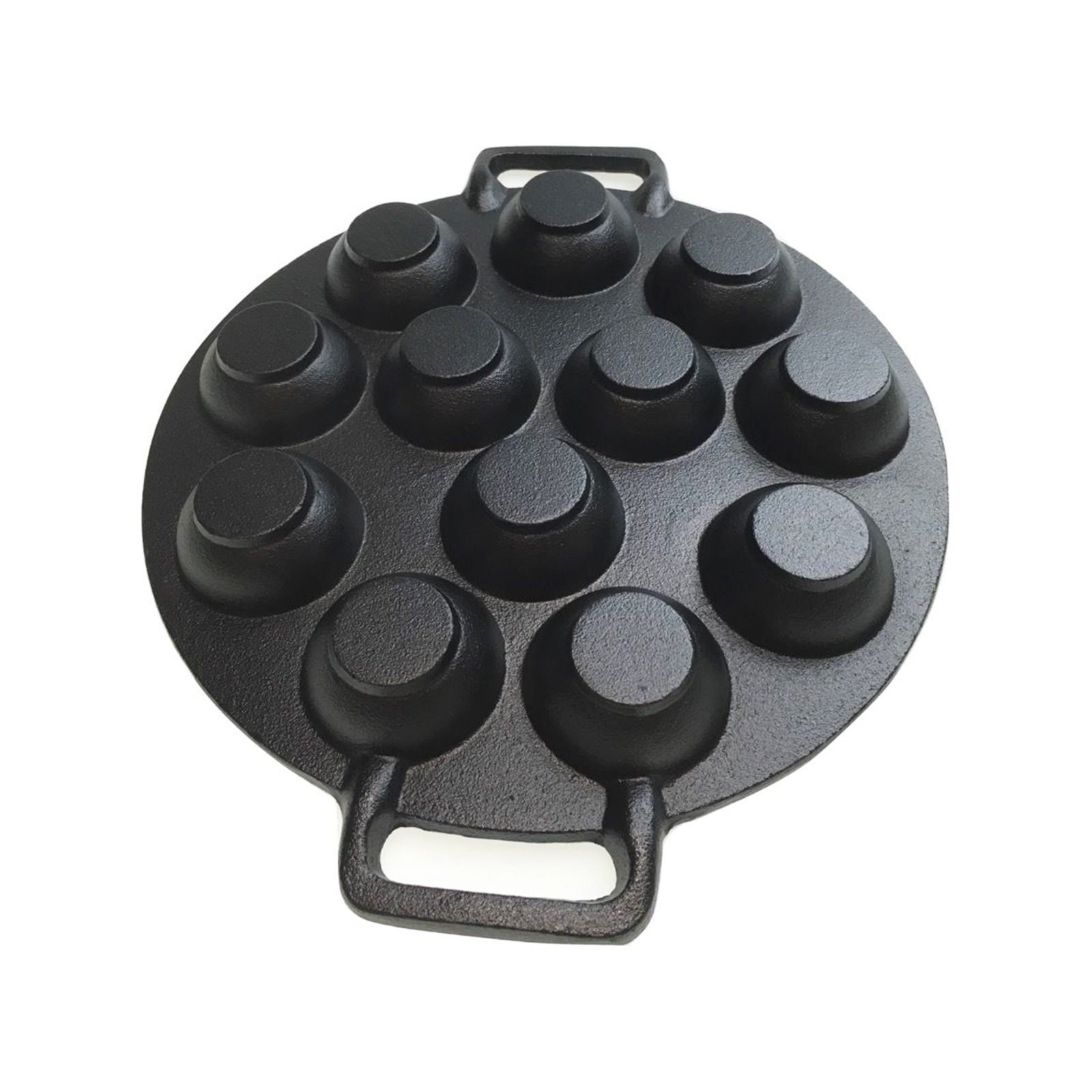 12 Dimple Cast Iron Poffertjes Mini Dutch Pancake Pan with Handles