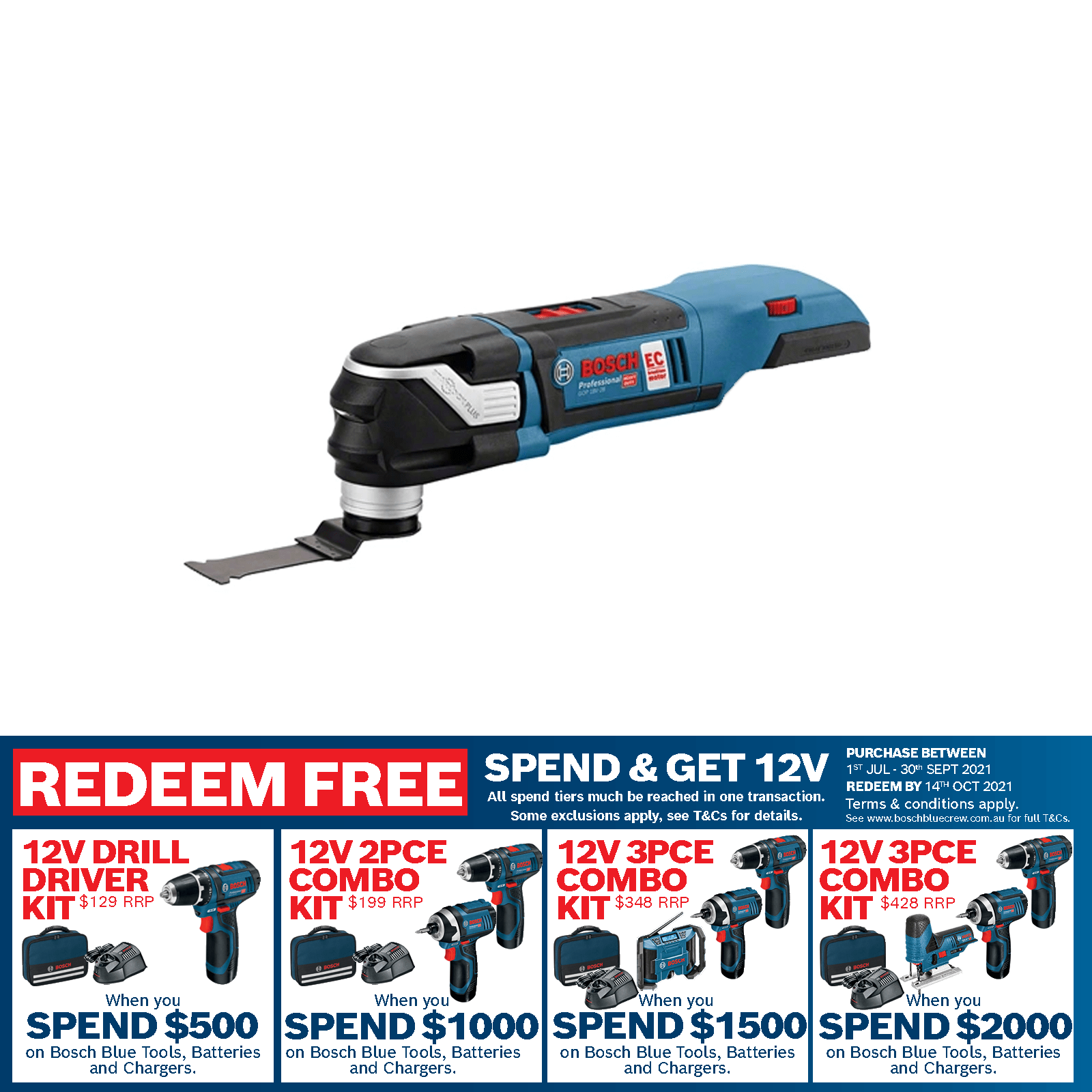 Bosch Blue 18V Professional Multi Function Tool Skin Only Bunnings