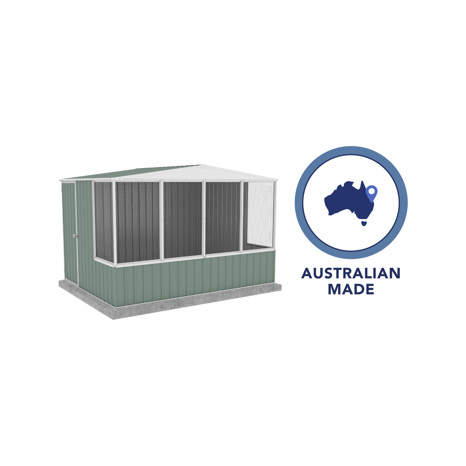 Absco Sheds 3.0 x 2.22 x 2.06m Pale Eucalypt Full Door Chicken Coop