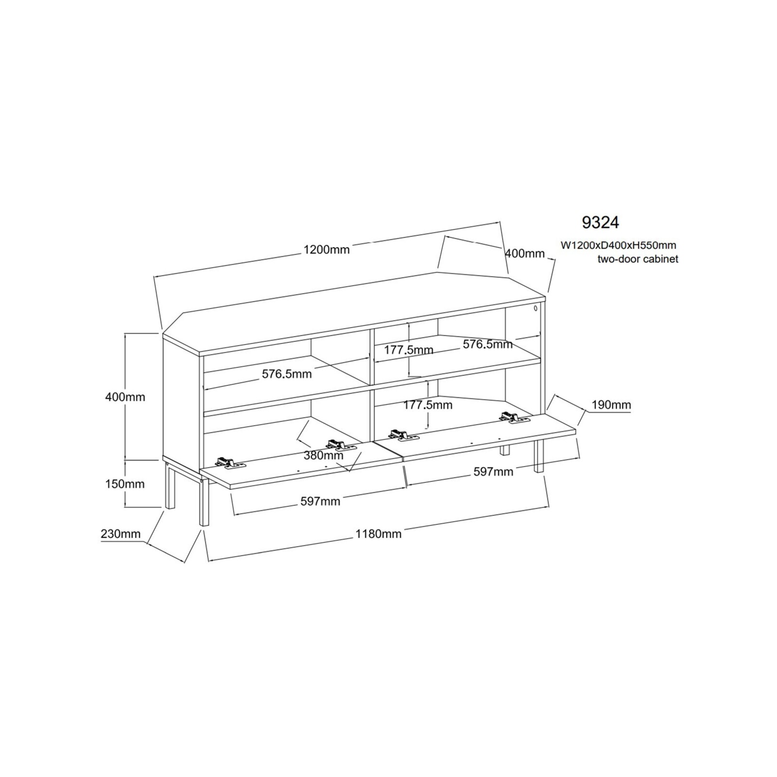 Cosmoliving Bronx Corner Tv Entertainment Unit W/ Two Ample Storage Space Living Room