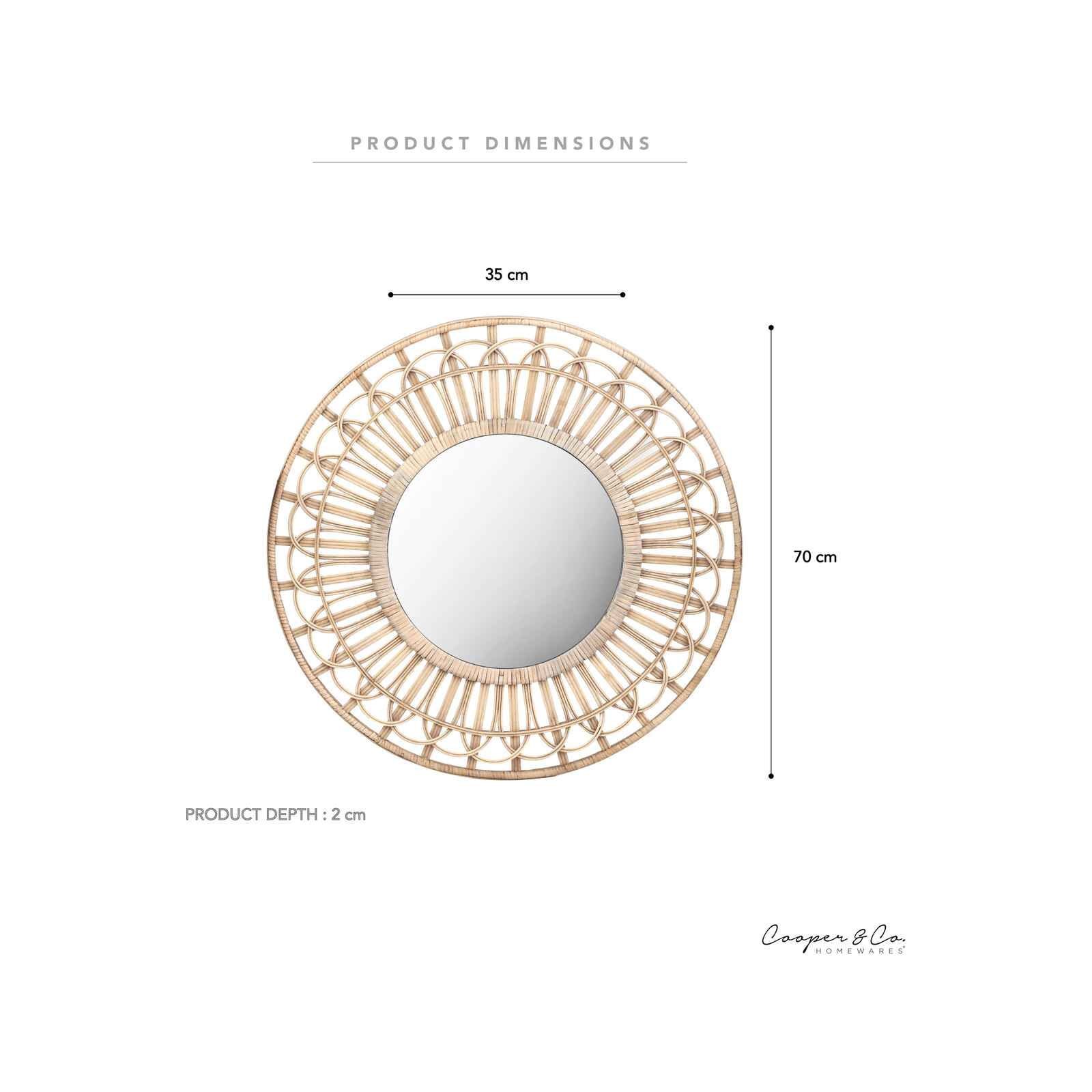Cooper & Co. Panay 70cm Round Rattan Mirror Bunnings Australia