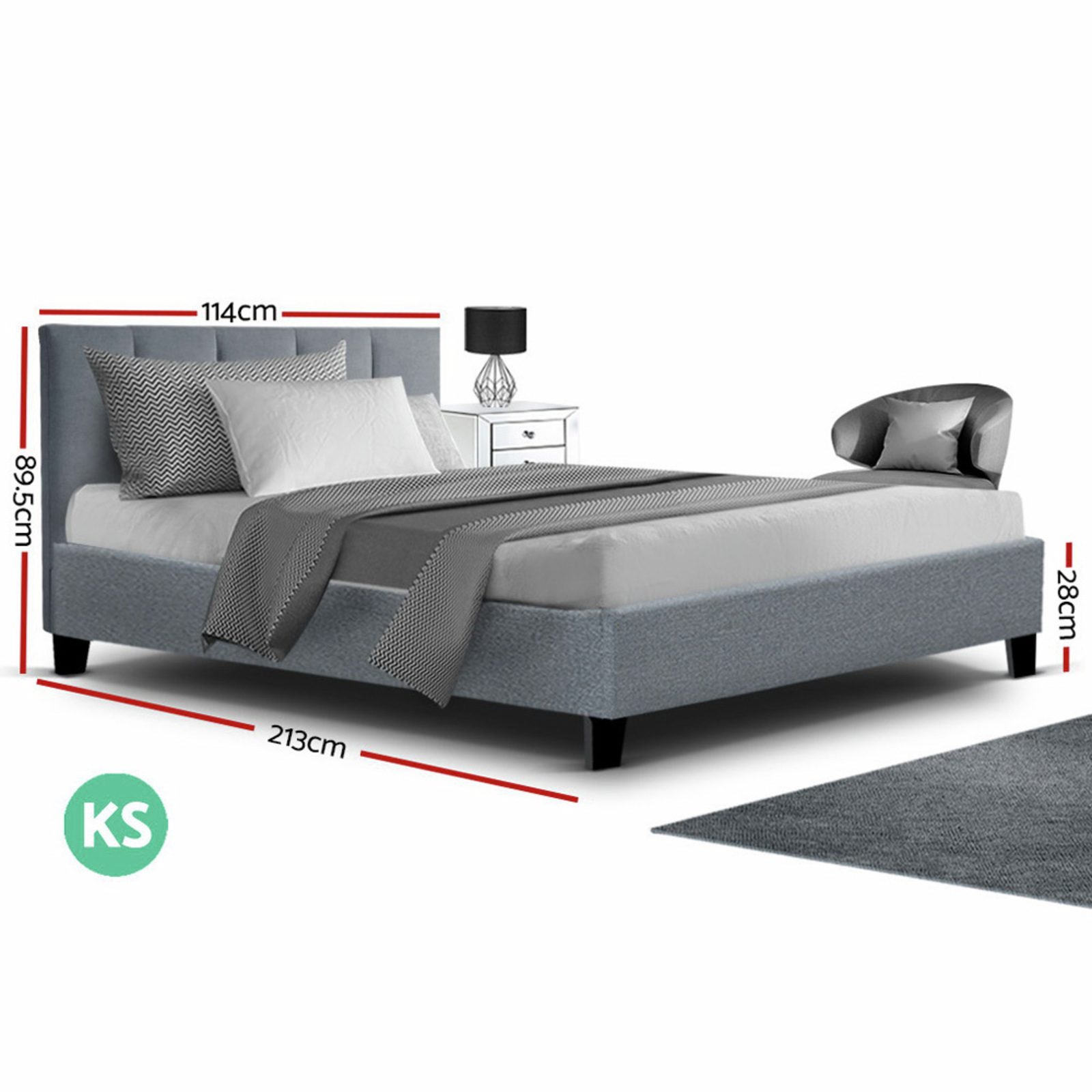 ANNA Bed Frame King Single Size Mattress Base Platform Fabric Wooden
