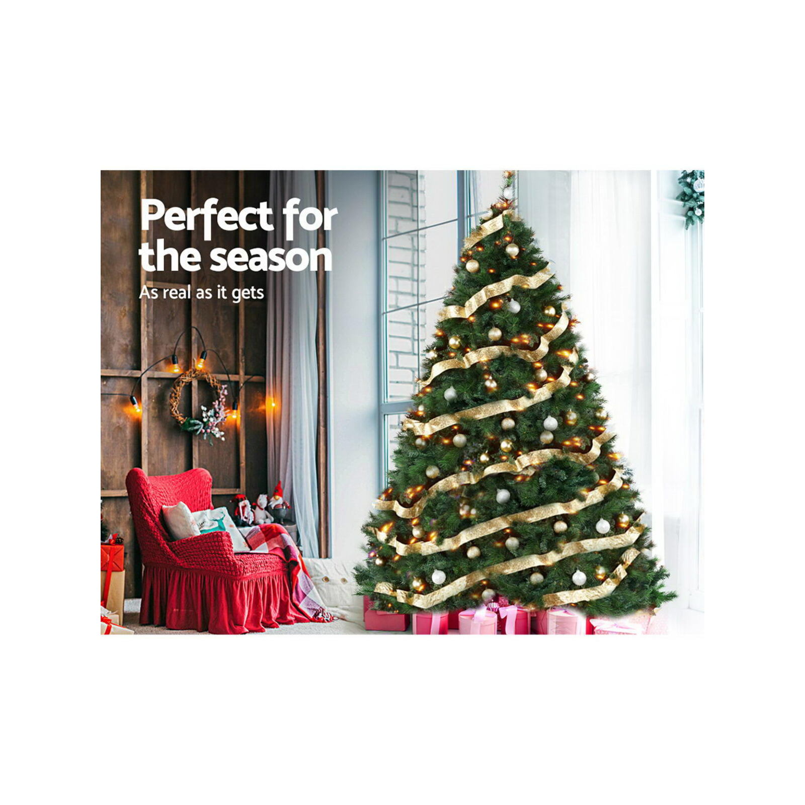 Jingle Jollys Christmas Tree 2.4M 8FT Pineneedle Tips Green Bunnings