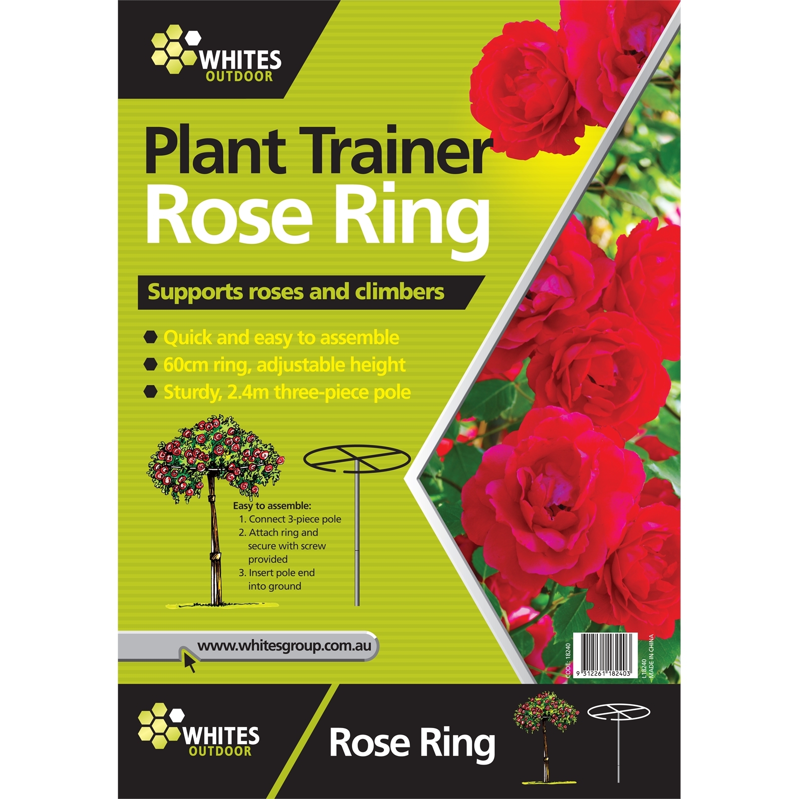 Whites 2400 x 600mm Green 4 Piece Rose Ring Plant Trainer Bunnings