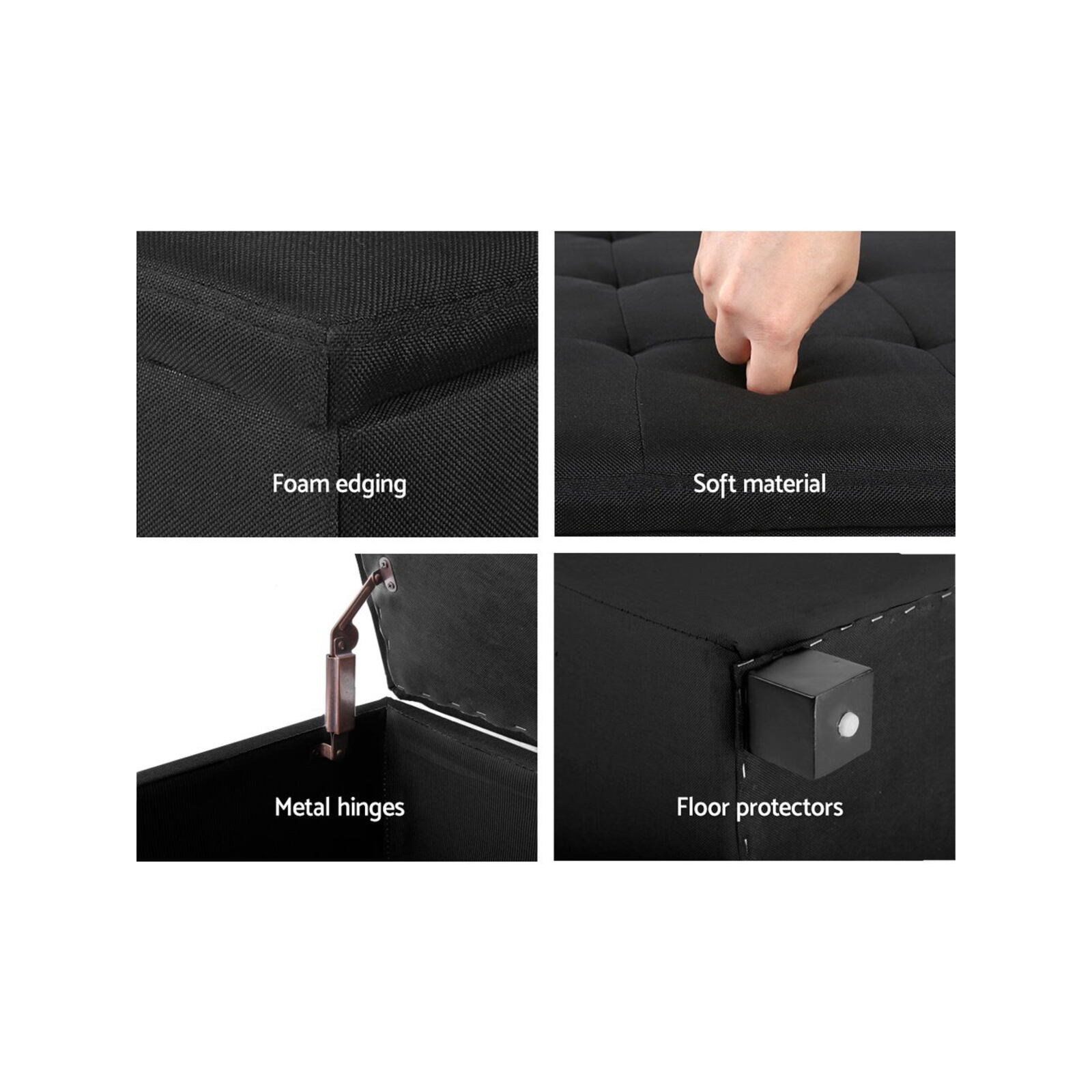 Artiss Storage Ottoman Blanket Box Footstool Chest Fabric Black