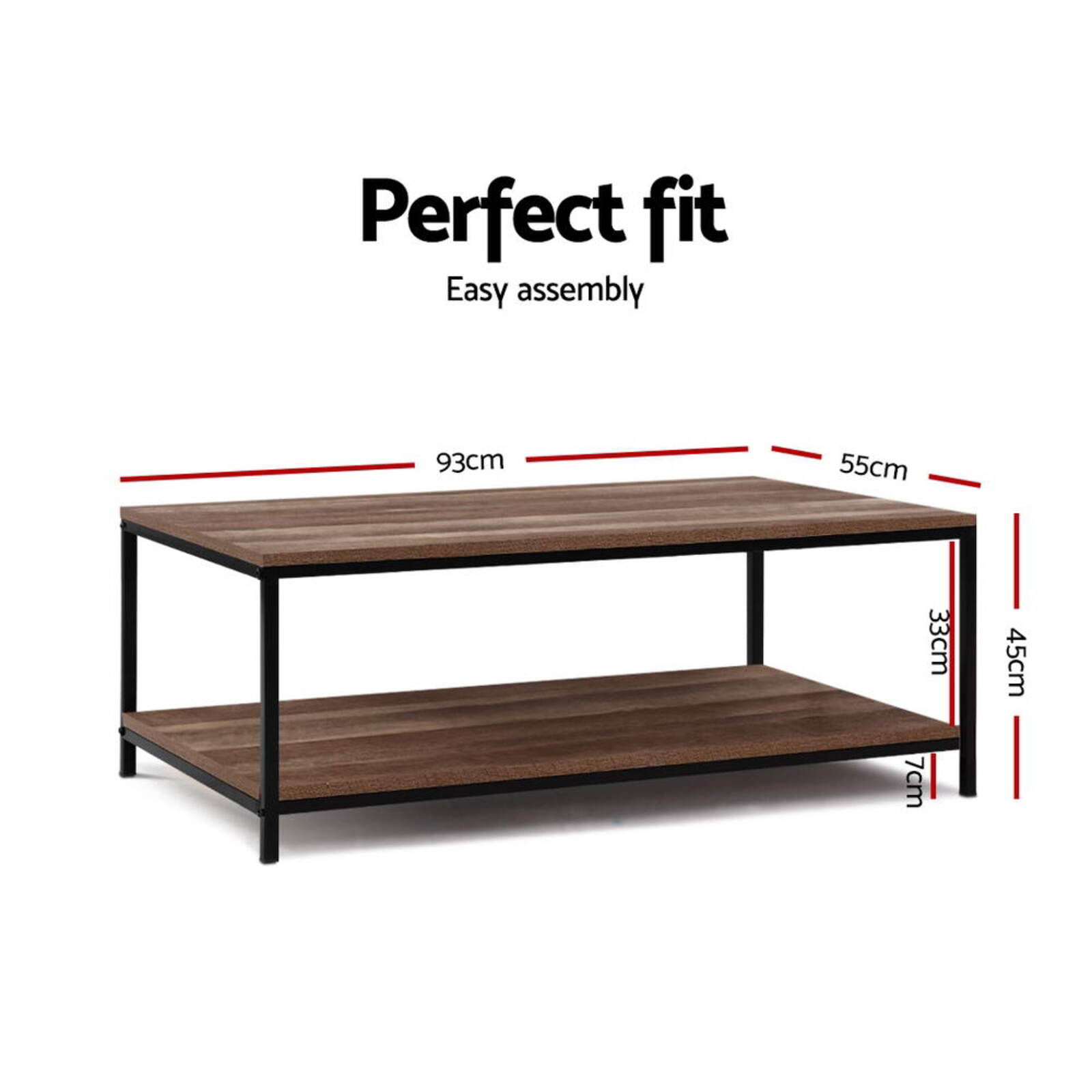 Artiss Coffee Table With Display Shelf Industrial Bunnings Australia