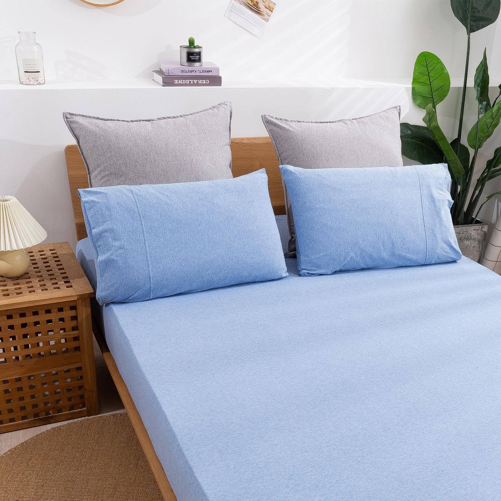 Dreamaker Cotton Jersey Fitted Sheet King Bed Sky Blue Bunnings Australia