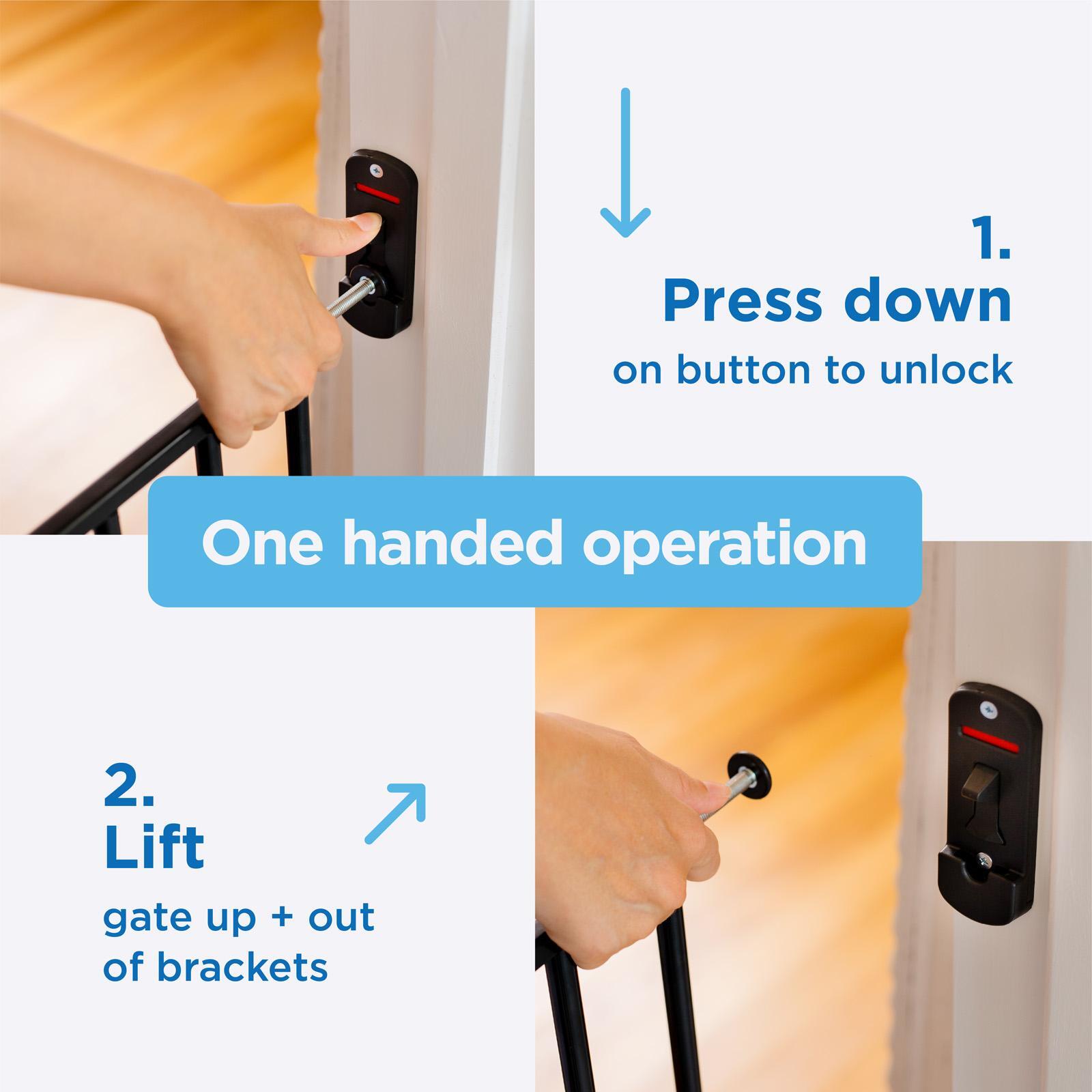 Perma Child Safety Warm Black Extra Tall And Wide Superior Swing Gate Bunnings Australia