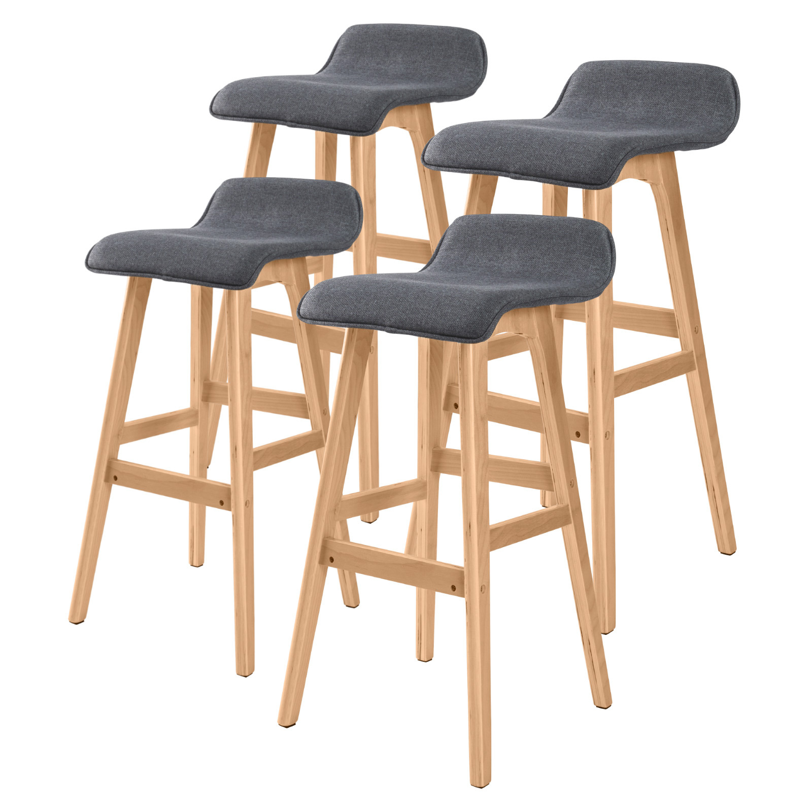 La Bella 4 Set 74cm Grey Wooden Bar Stool Sophia Fabric Bunnings Australia