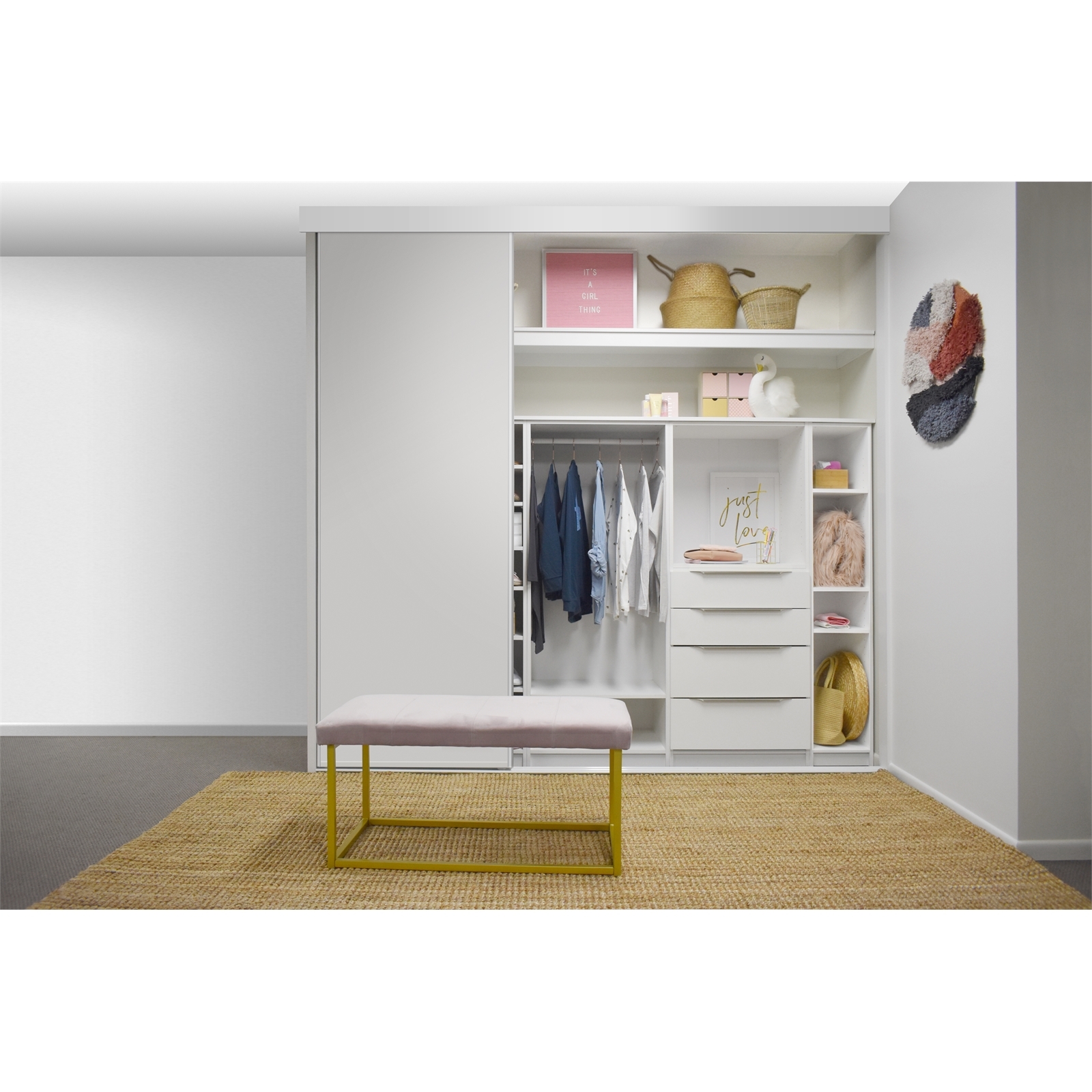 Multistore 2400mm x 1800mm 3 Melamine Wardrobe Door Package Bunnings