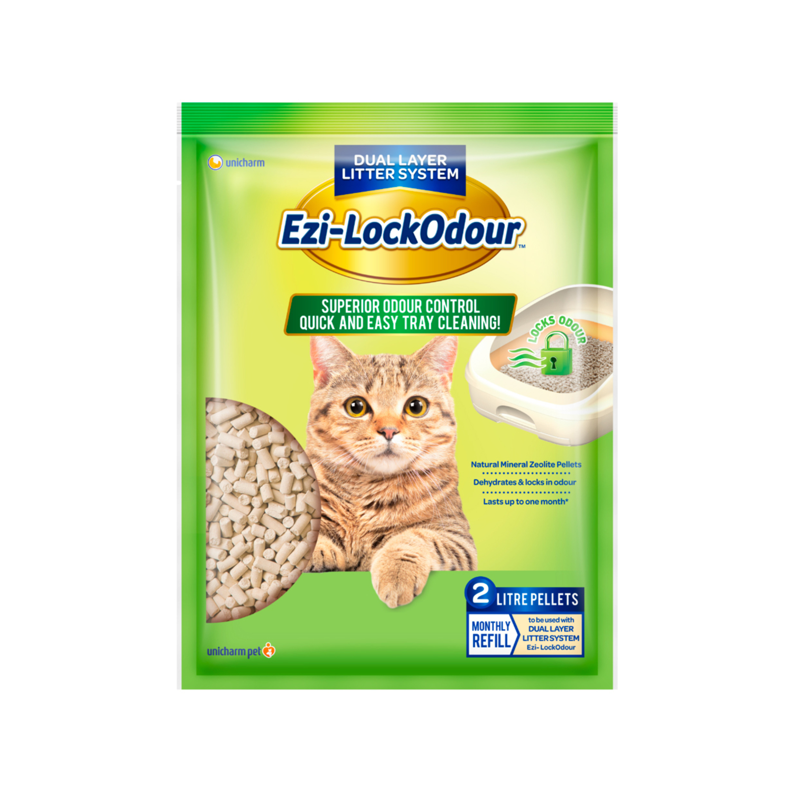 Unicharm EziLockodour Natural Mineral Zeolite Pellets 2kg f/ Dual