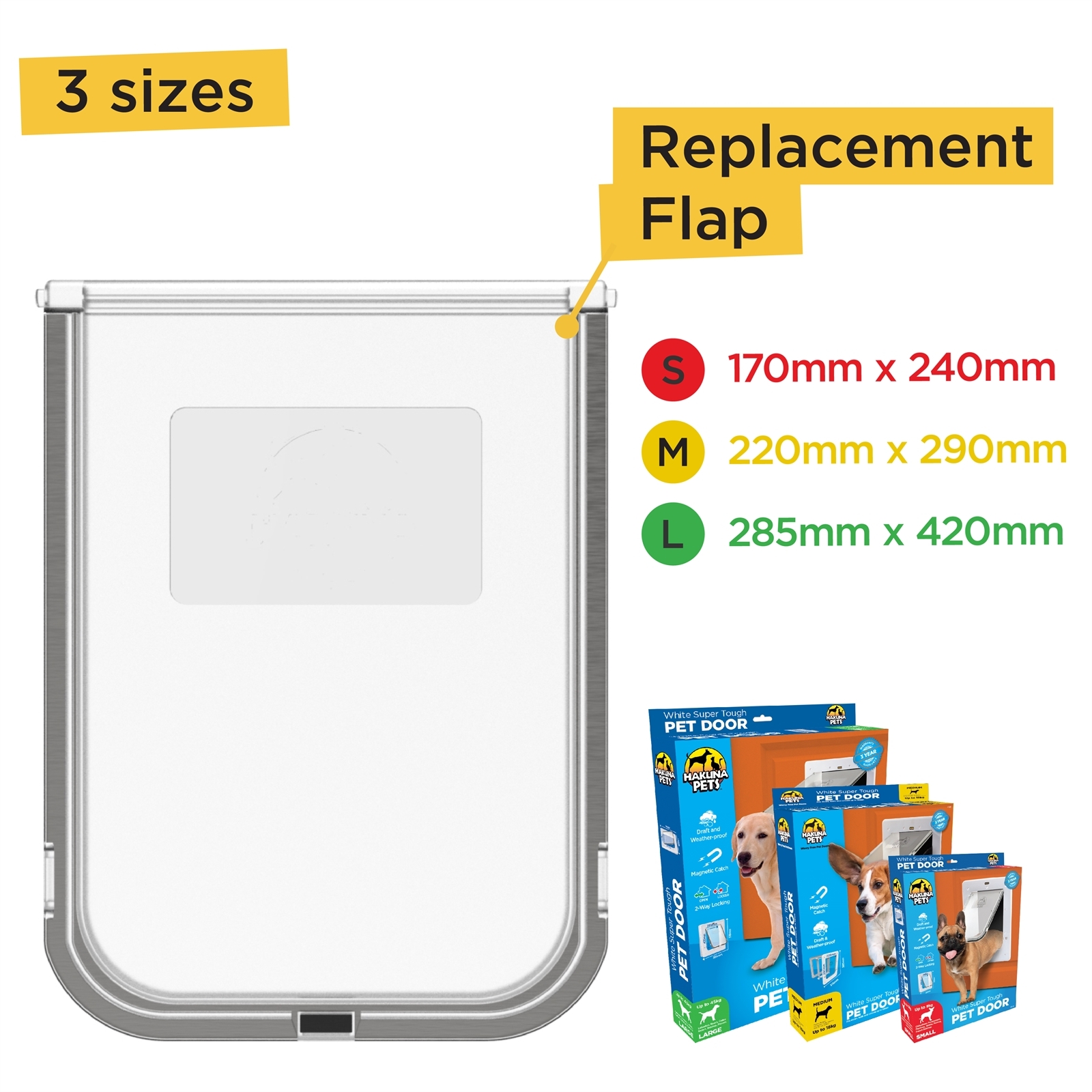 Hakuna Pets Medium Super Tough Pet Door Replacement Flap To Suit