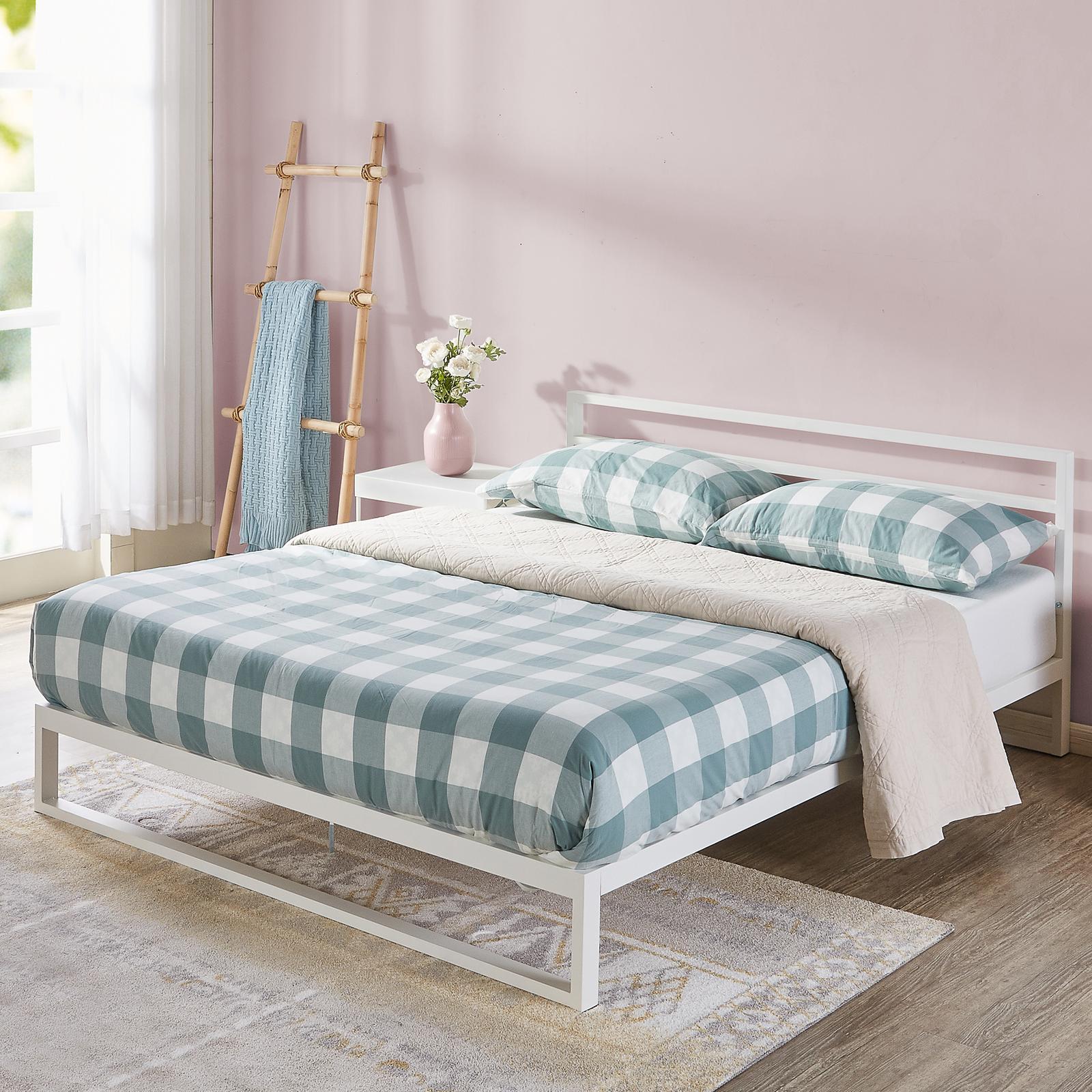 Zinus Trisha White Metal Bed Frame Heavy Duty Bed King Bunnings