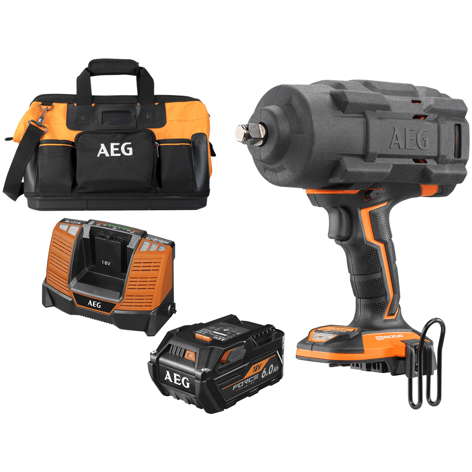 AEG 18V 6.0AH ½" Fusion 6 Mode High Torque Impact Wrench Kit Bunnings