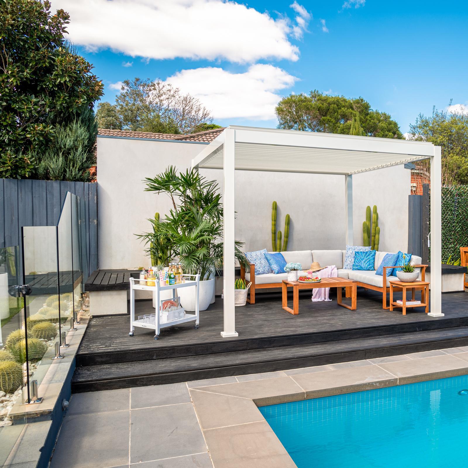 Mimosa 3 x 3m Coast Portsea Louvre Semi Permanent Gazebo Bunnings