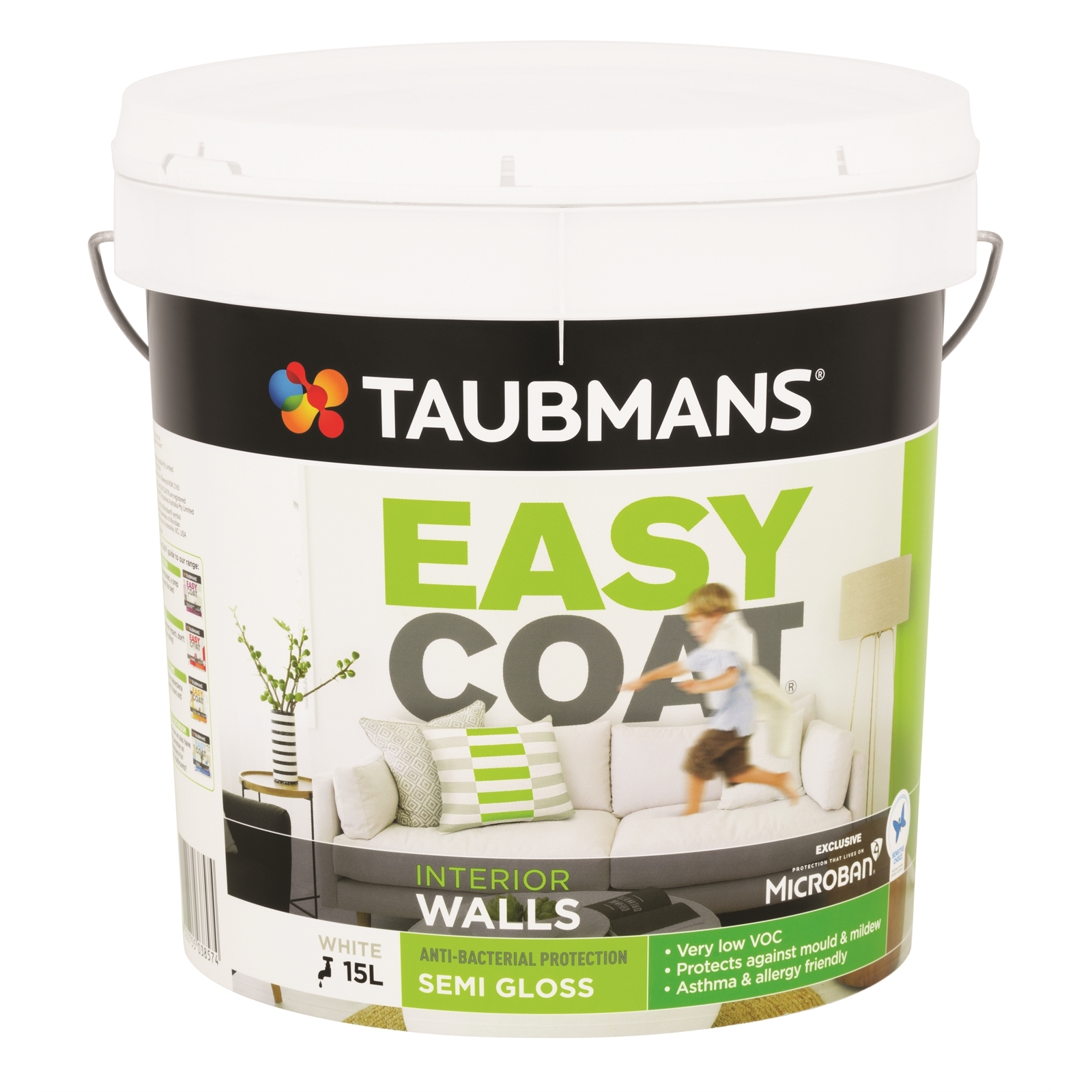 Taubmans Easycoat Semi Gloss White Interior Wall Paint 15L Bunnings