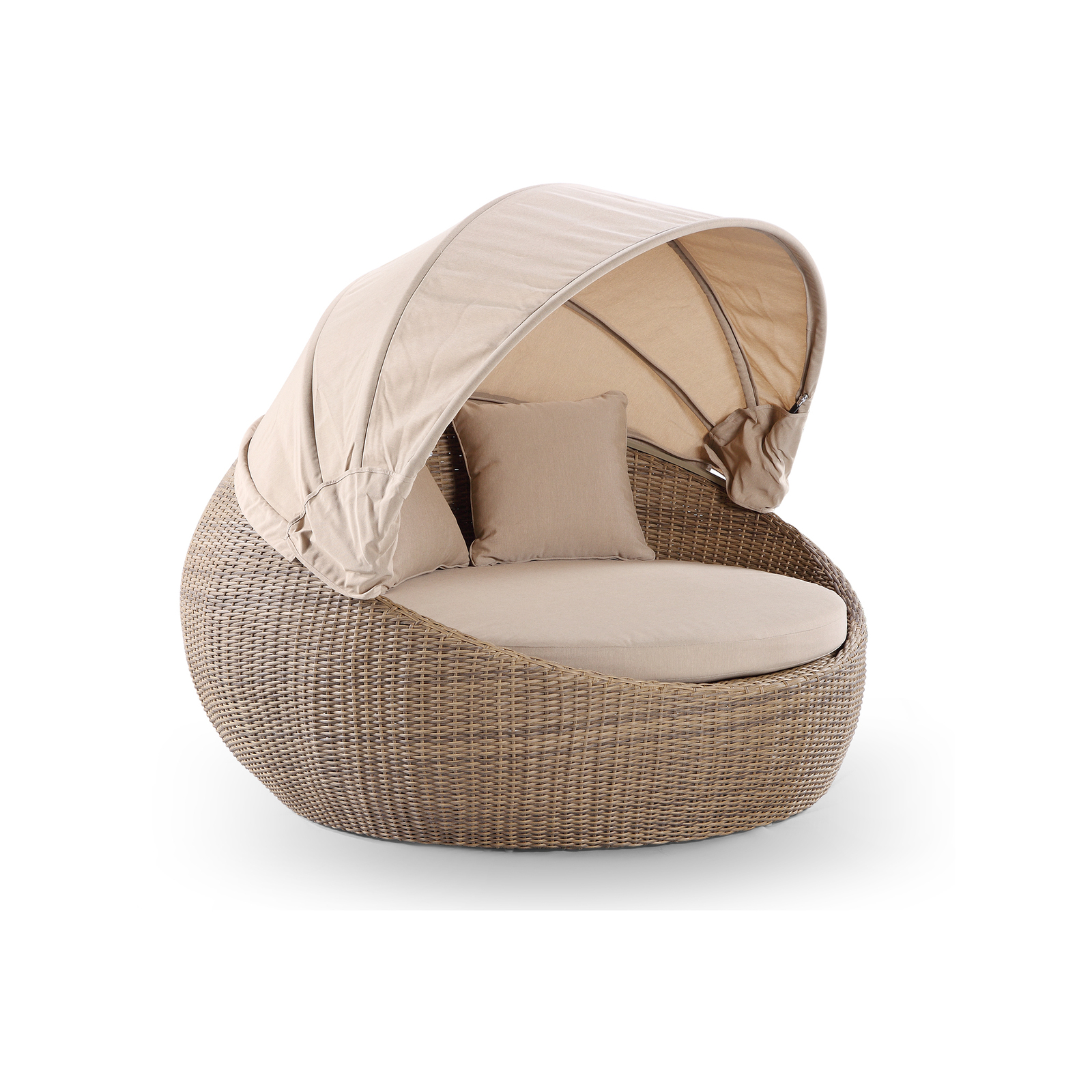 Outdoor Newport Round Wicker Daybed With Canopy Kimberly Bunnings