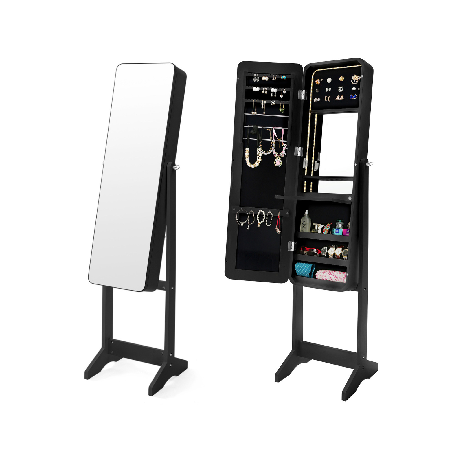 La Bella Black Mirror Jewellery FLASHY 146cm Organiser LED Bunnings Australia