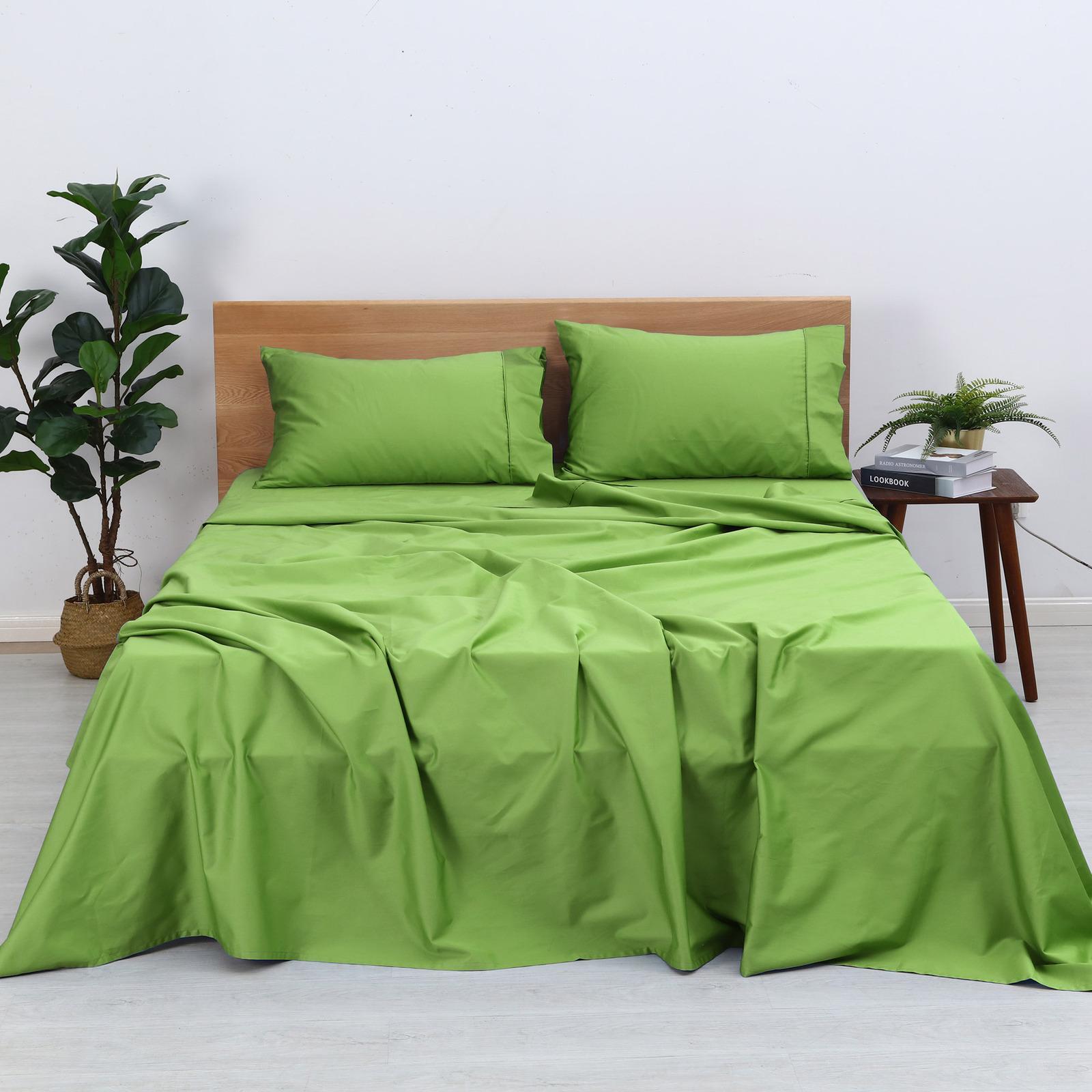 Natural Home Organic Cotton Sheet Set Greenery (Single,King Single