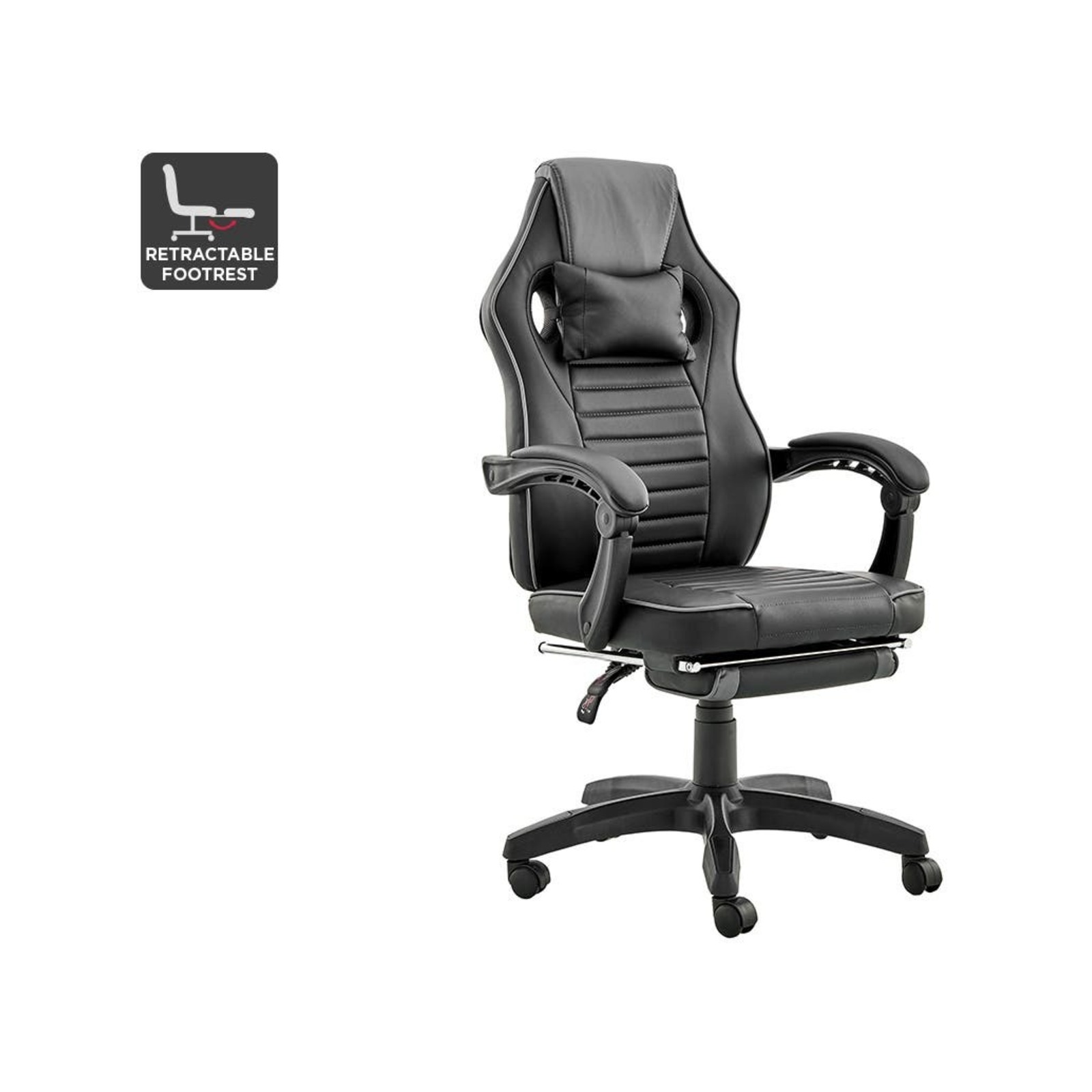 Ergolux 122cm Tempest Gaming Chair Office/Work Seat w/ Footrest Grey