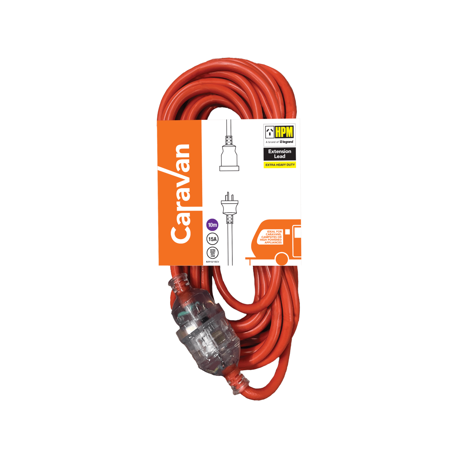 HPM 15A 3 Core 1.5mm² Extra Heavy Duty Caravan Extension Lead 10m