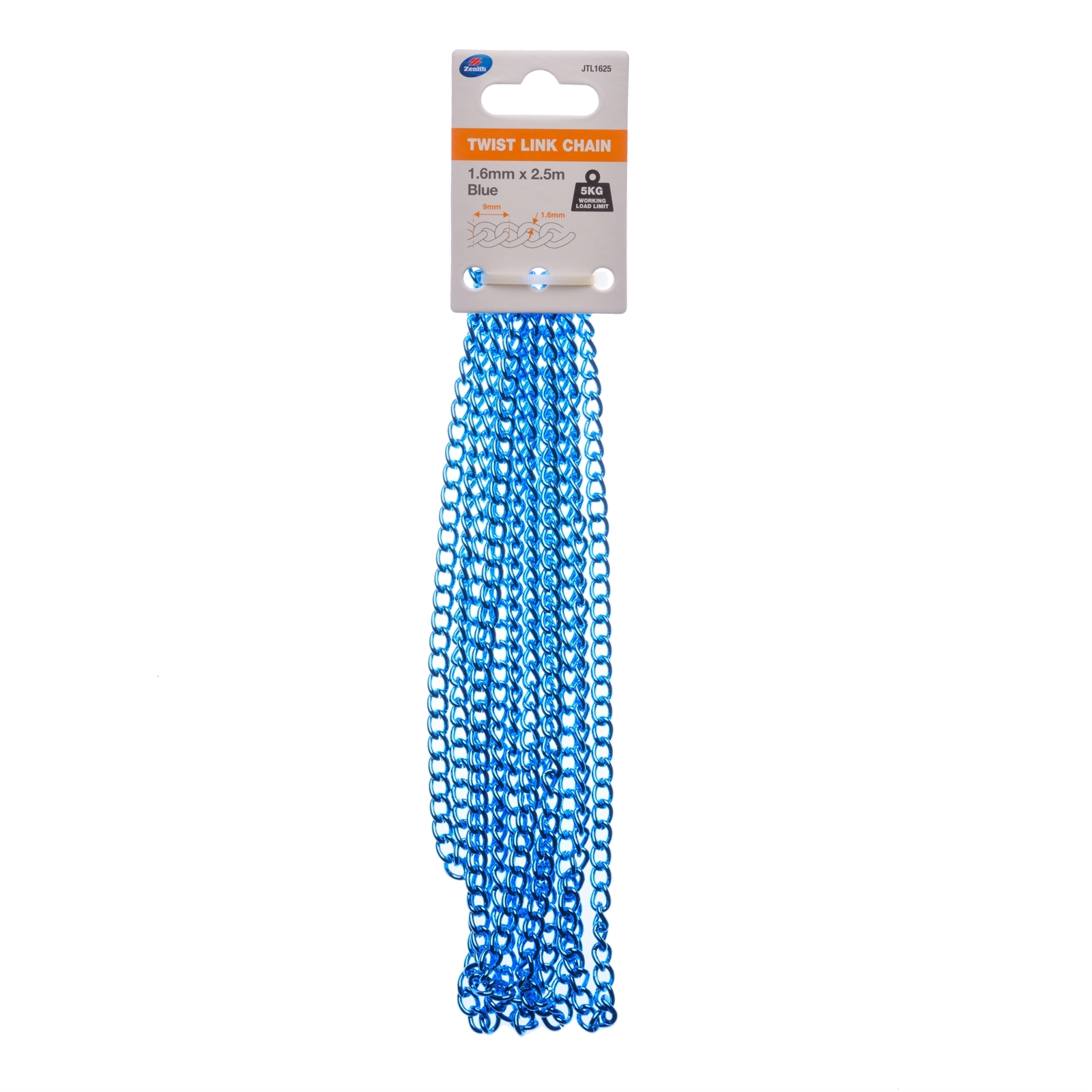 Zenith 1.6mm x 2.5m Blue Twist Link Chain Bunnings Australia
