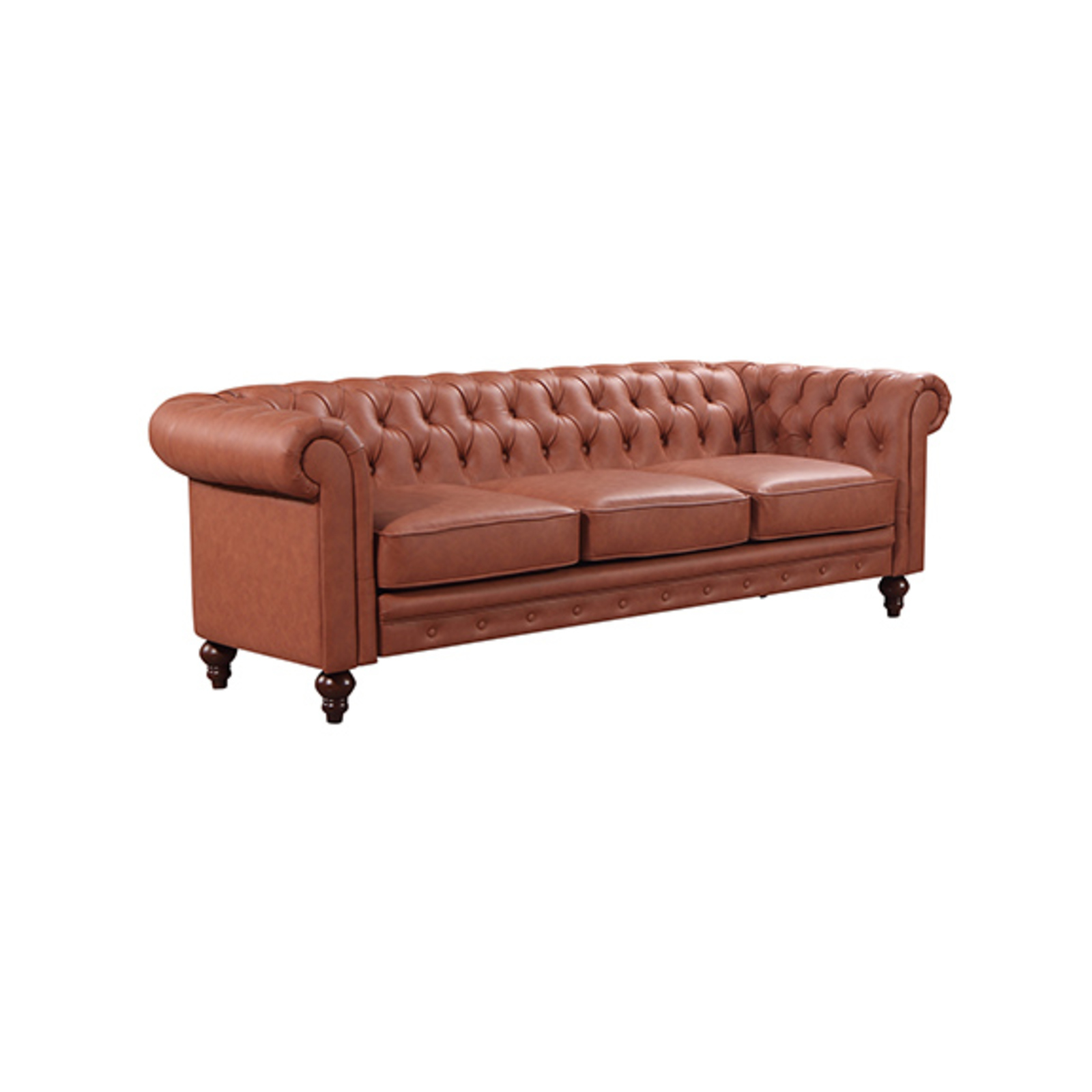 3 Seater Brown Sofa Lounge Chesterfireld Style Button Tufted in Faux Leather Bunnings Australia