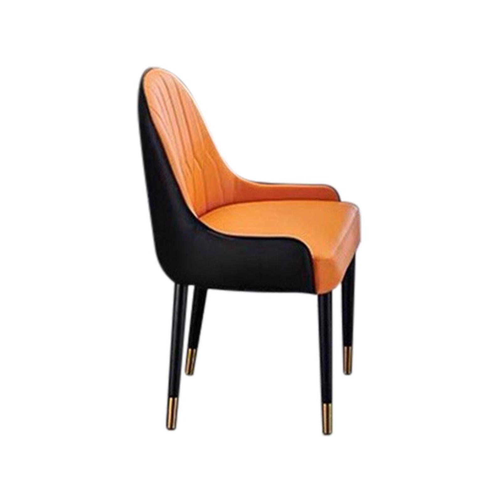 Orange Colour Leatherette Upholstery Black And Gold Legs Steel Powder