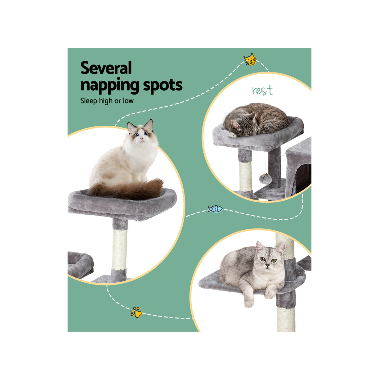 i.Pet Cat Tree Scratching Post Scratcher Cats Tower Wood Condo House