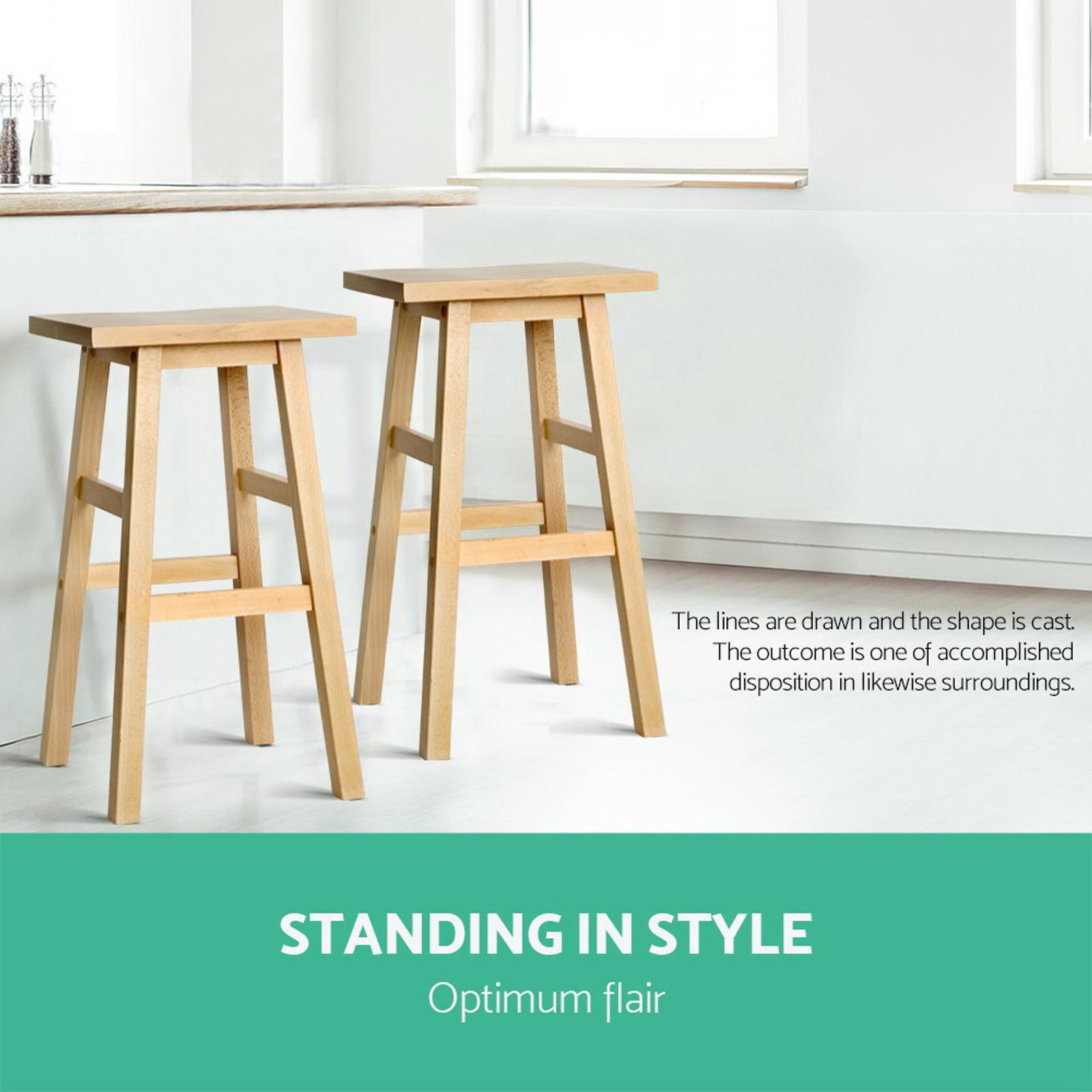 Artiss Set of 2 Wooden Backless Bar Stools Natural Bunnings Australia
