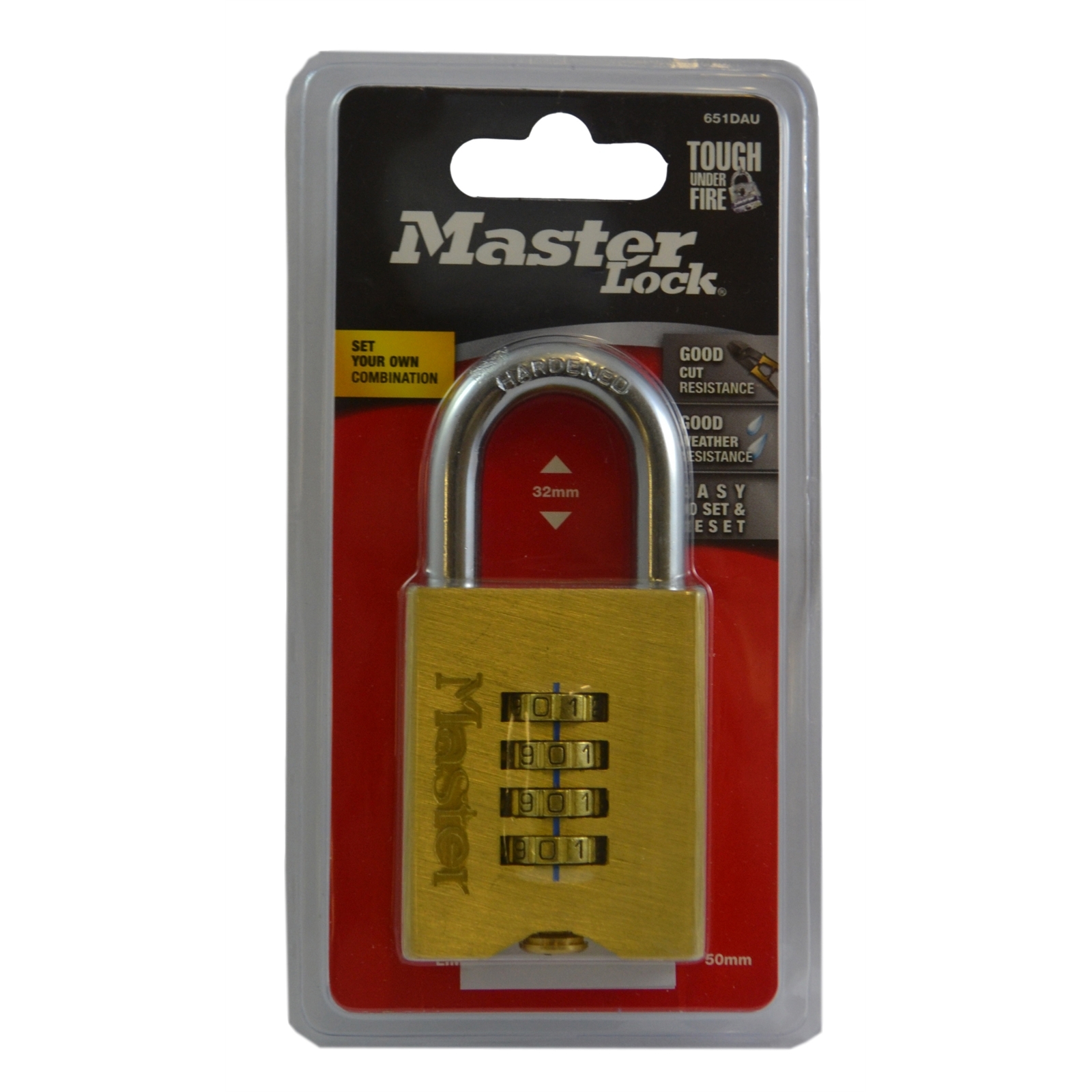 Master Lock 50mm Brass Resettable Combination Padlock Bunnings Australia