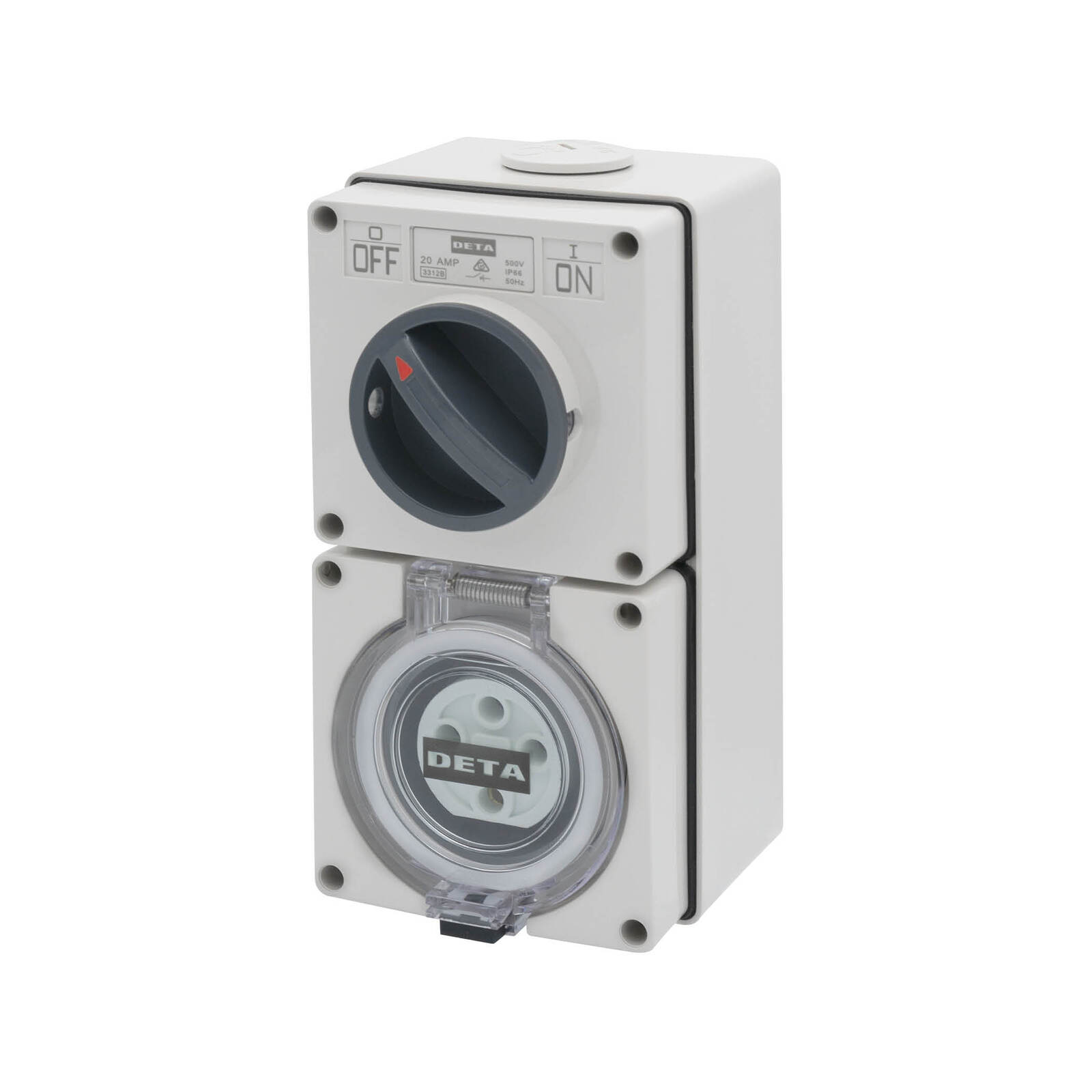 Deta 20A 500V Industrial 4 Pin Round Switched Outlet Bunnings Australia