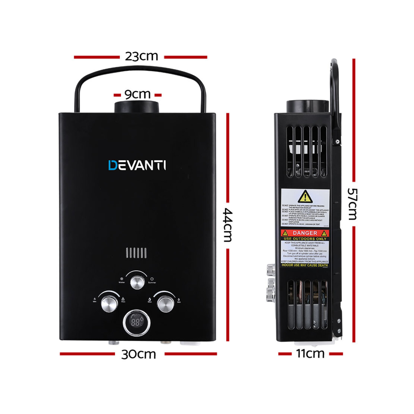 DEVANTi Outdoor Gas Hot Water Heater w/ Pump Black Bunnings Australia