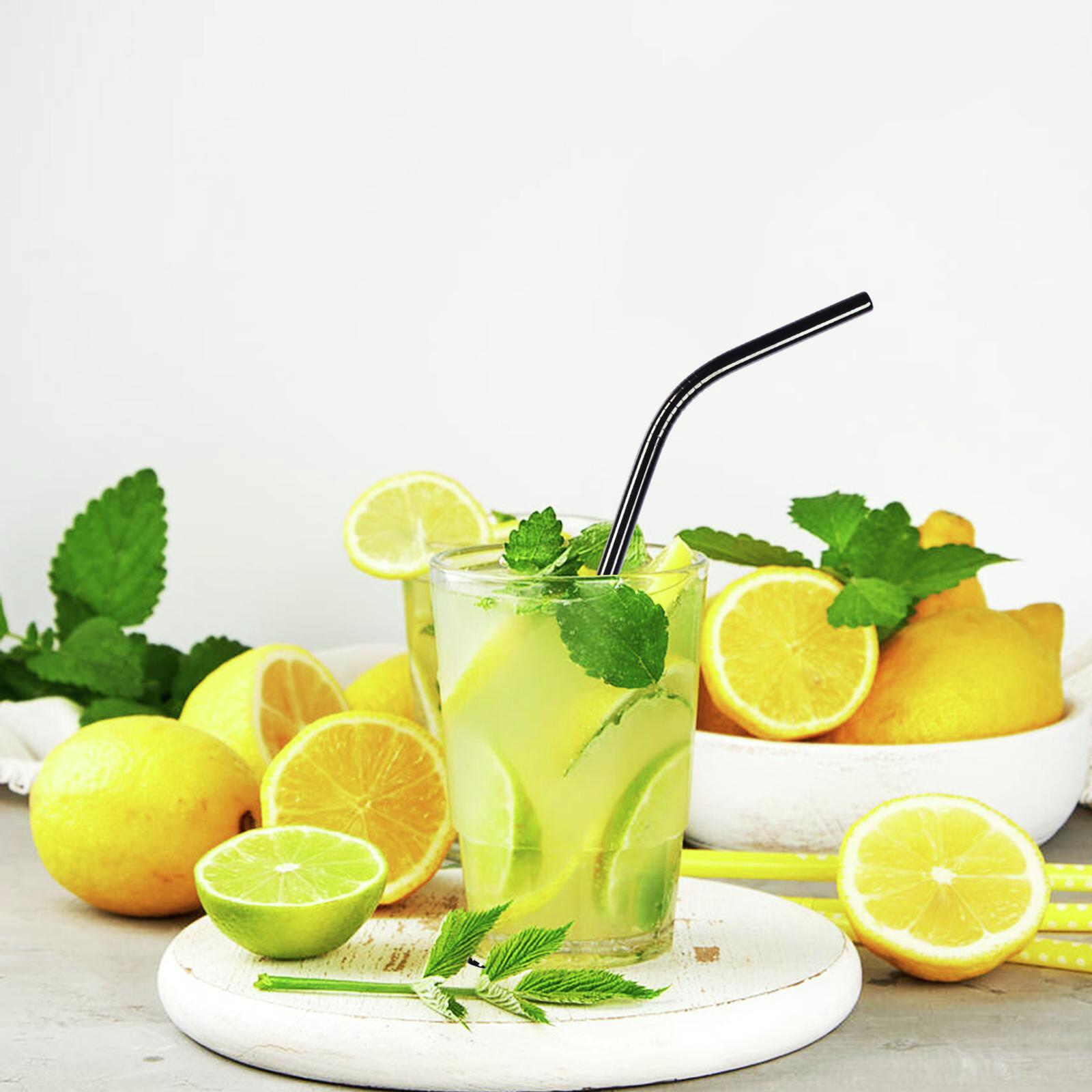 Sherwood 5 Piece Bent Reusable Metal Straw Set with Cleaning Brush (Black) Bunnings Australia