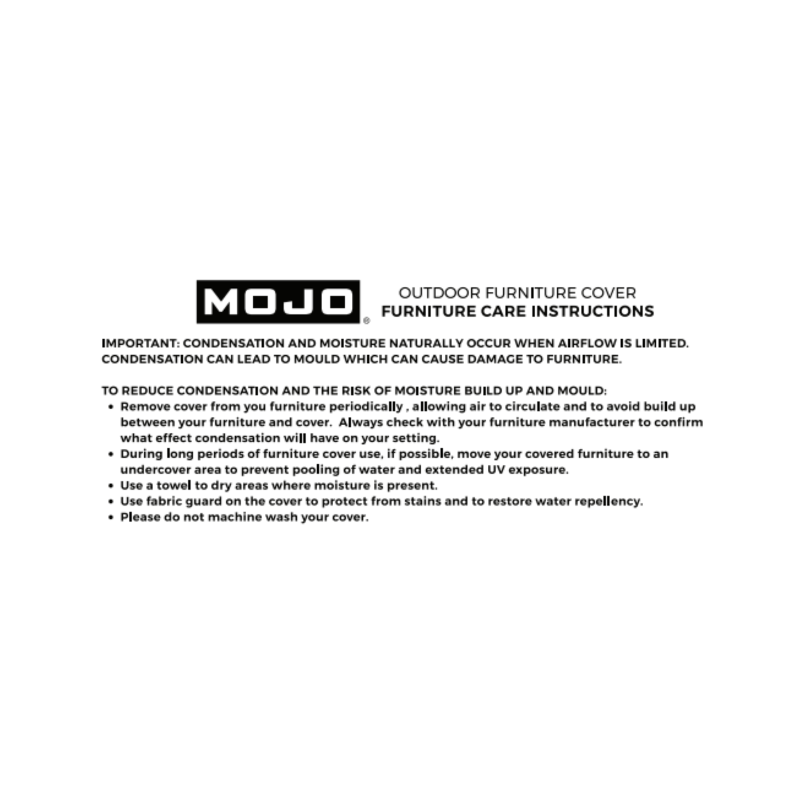 MOJO 82 x 100 x 60cm All Weather Outdoor 6 Stack Chair Furniture Cover