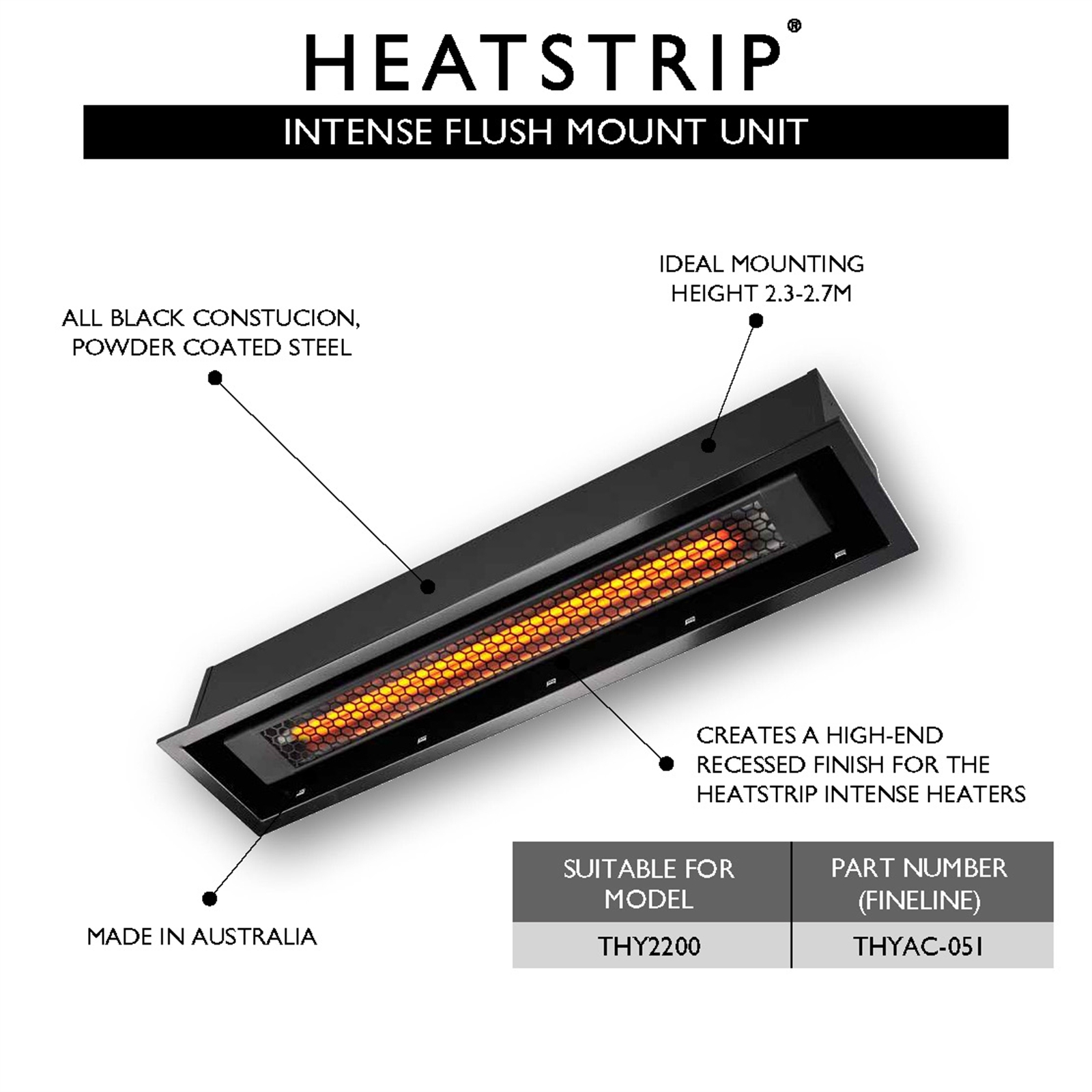 Heatstrip Intense Black Infrared Electric Outdoor Heater Bunnings New