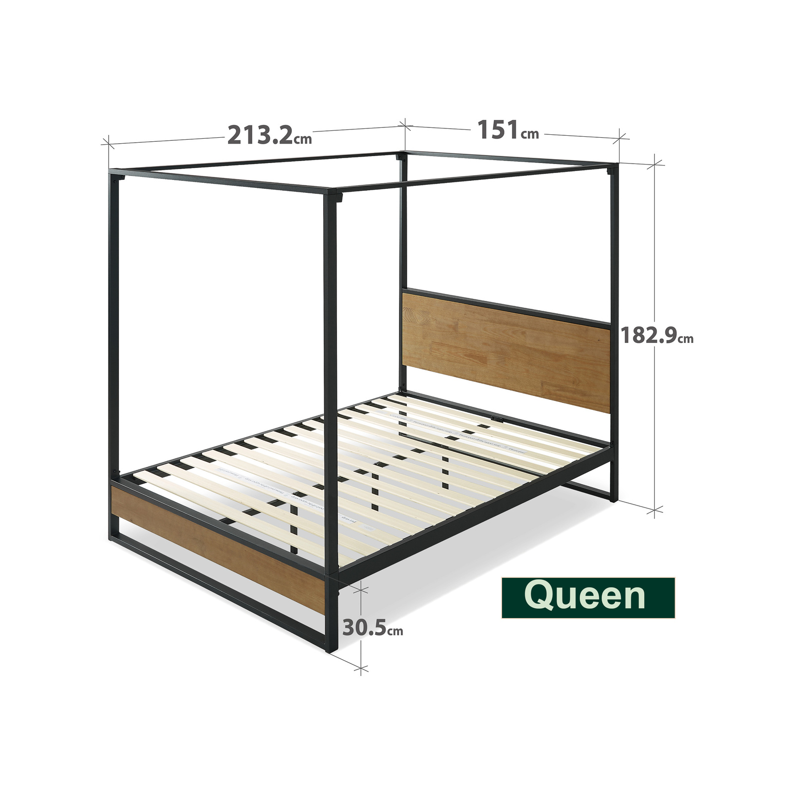 Zinus Metal & Wood Canopy Bed Frame Queen Bunnings Australia