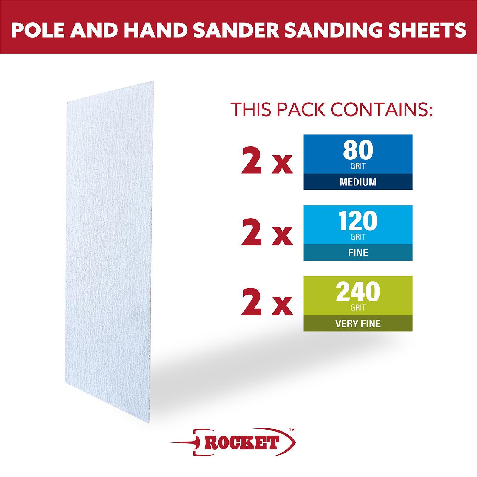Rocket Multipack Hand / Pole Sander Sanding Sheet 6 Pack Bunnings
