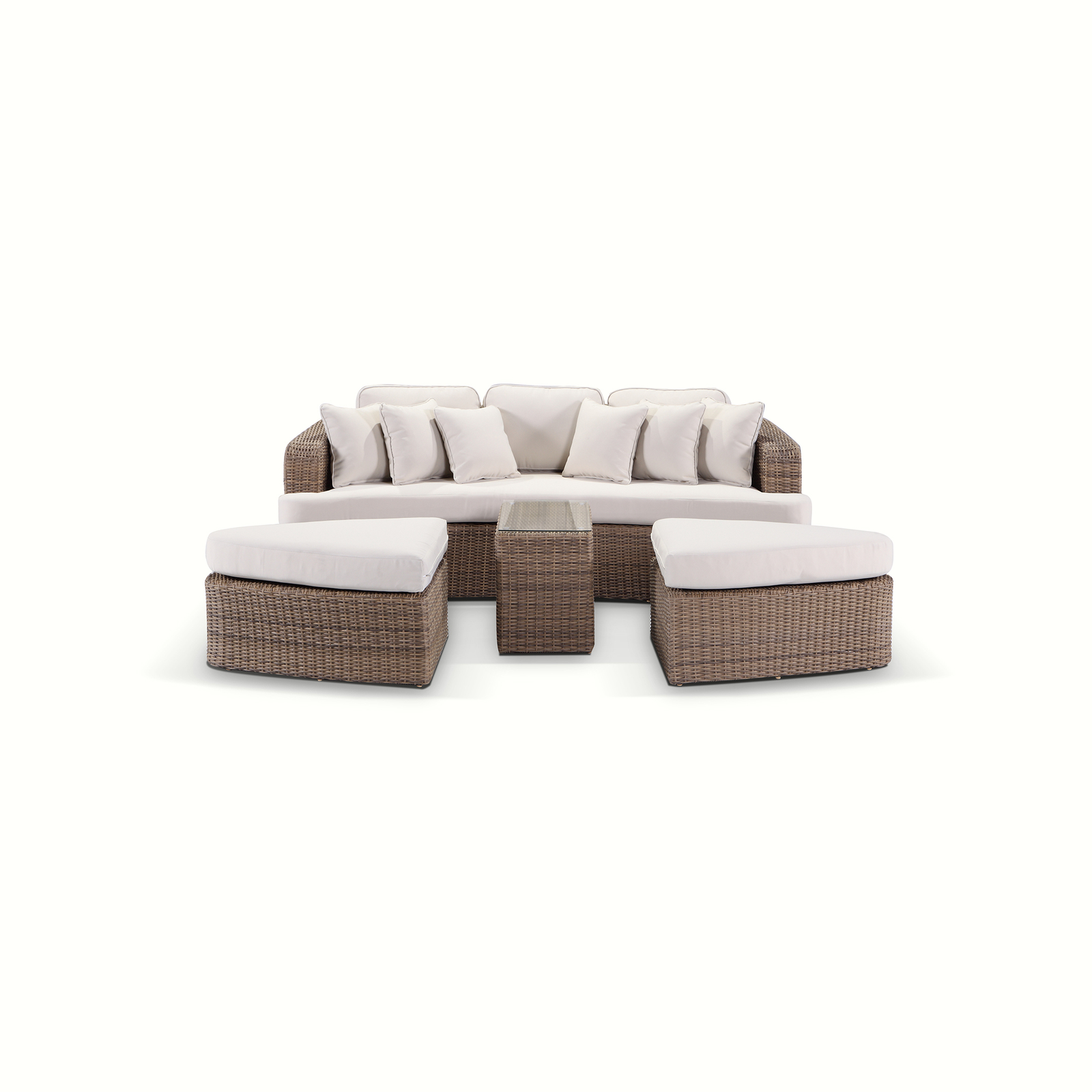 Noosa Outdoor Modular 4 Piece Daybed In Half Round Wicker Bunnings
