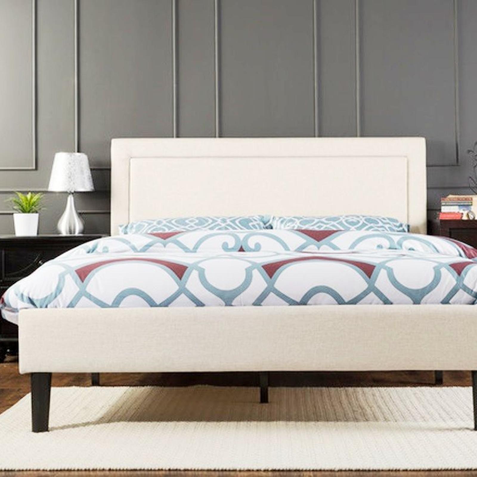 Istyle Wiltshire Queen Bed Frame Fabric Beige Bunnings Australia