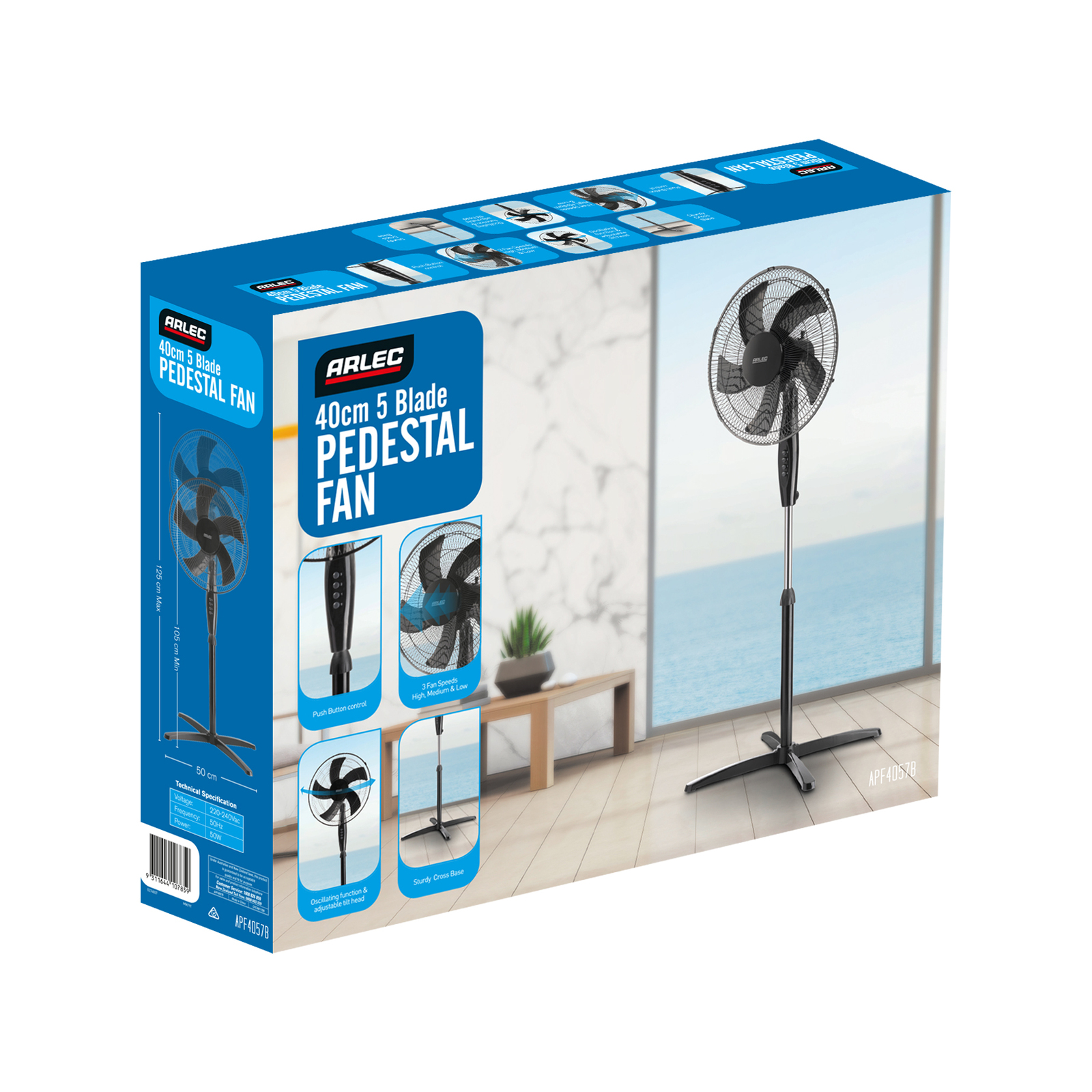 Arlec 40cm Black 5 Blade Pedestal Fan Bunnings New Zealand