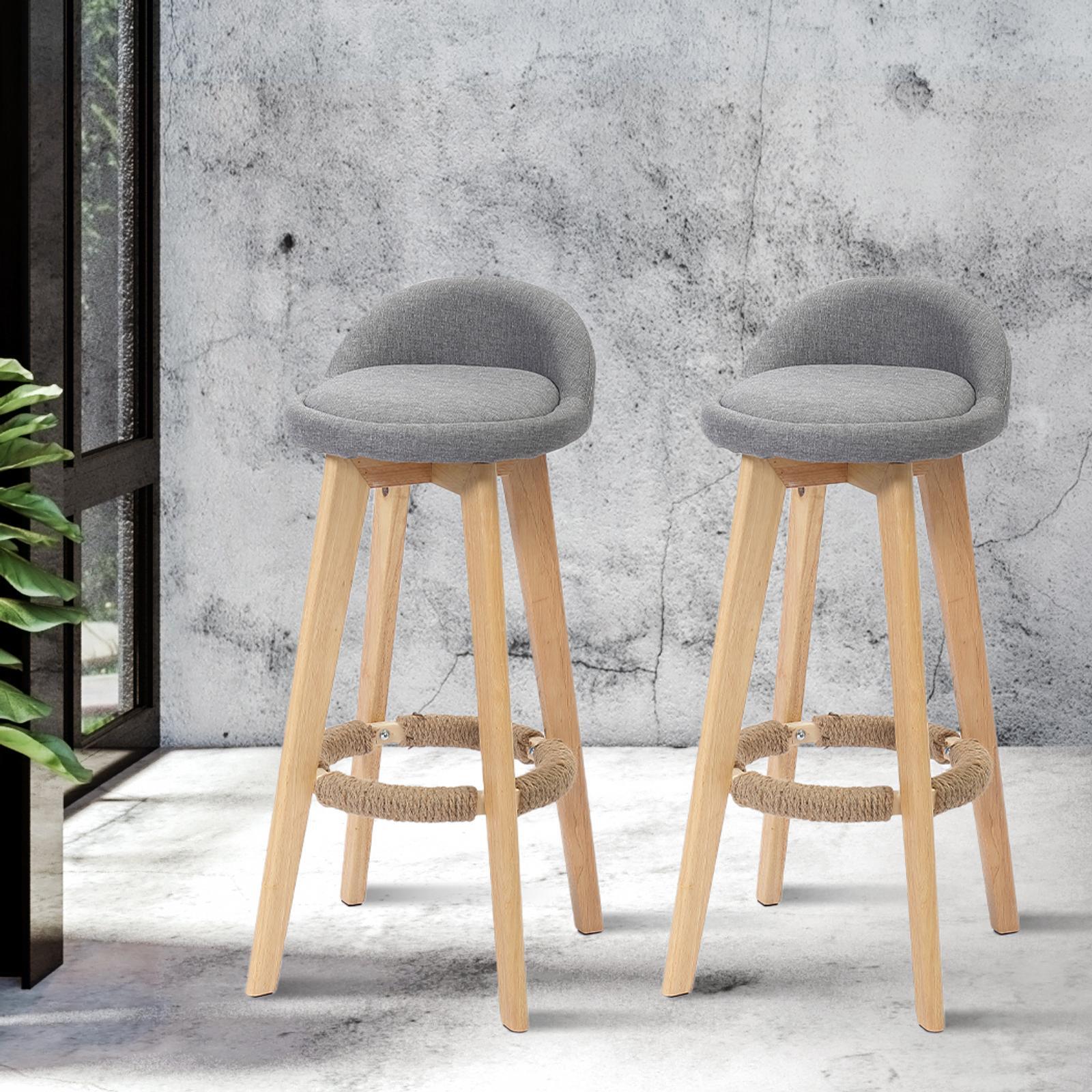 4x Levede Fabric Swivel Bar Stool Kitchen Stool Dining Chair Barstools