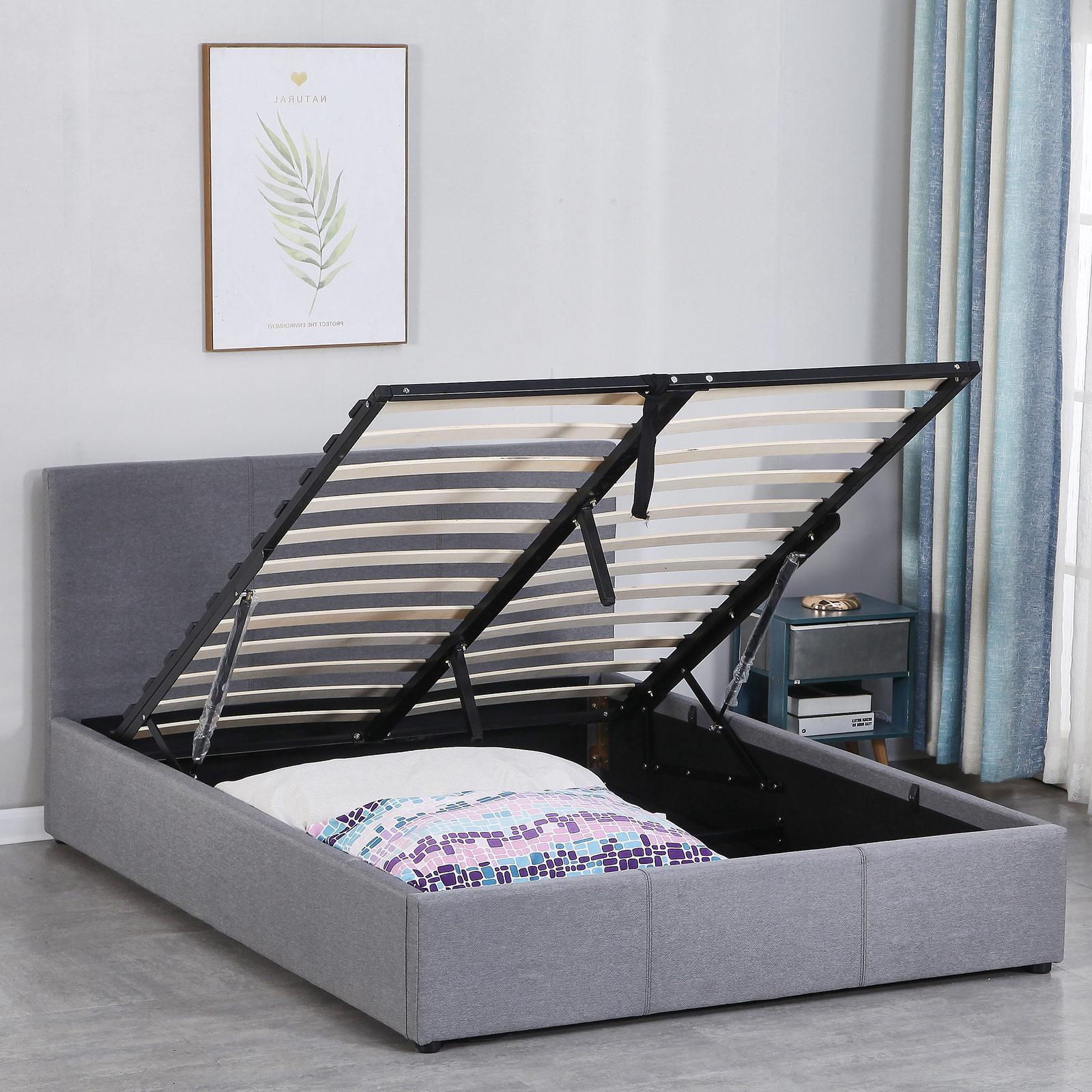 Milano Luxury Gas Lift Bed Frame Base And Headboard With Storage All