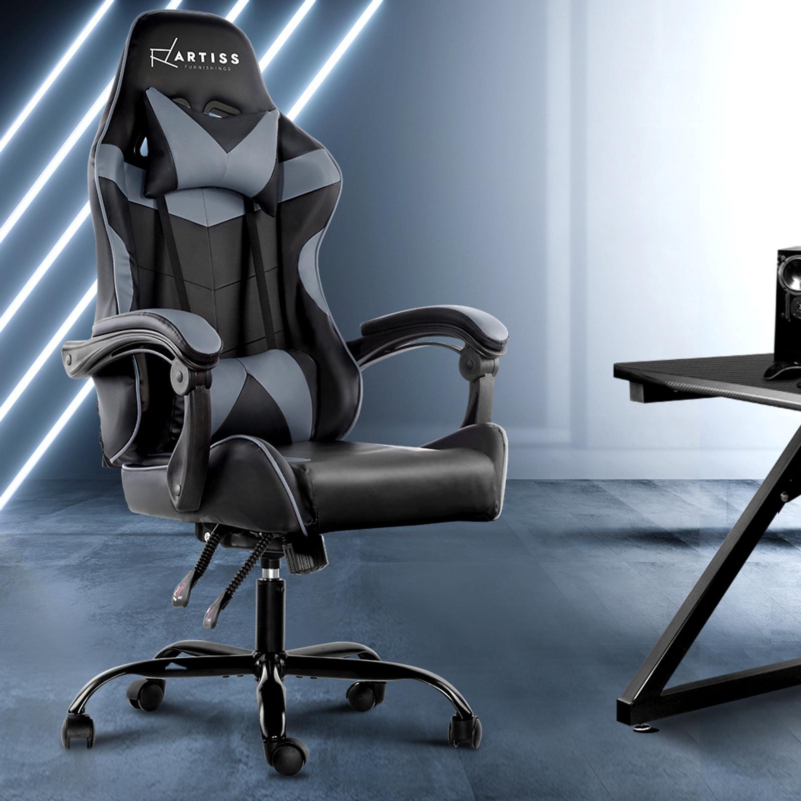 Artiss Mecka Black & Grey PU Leather Recliner Office