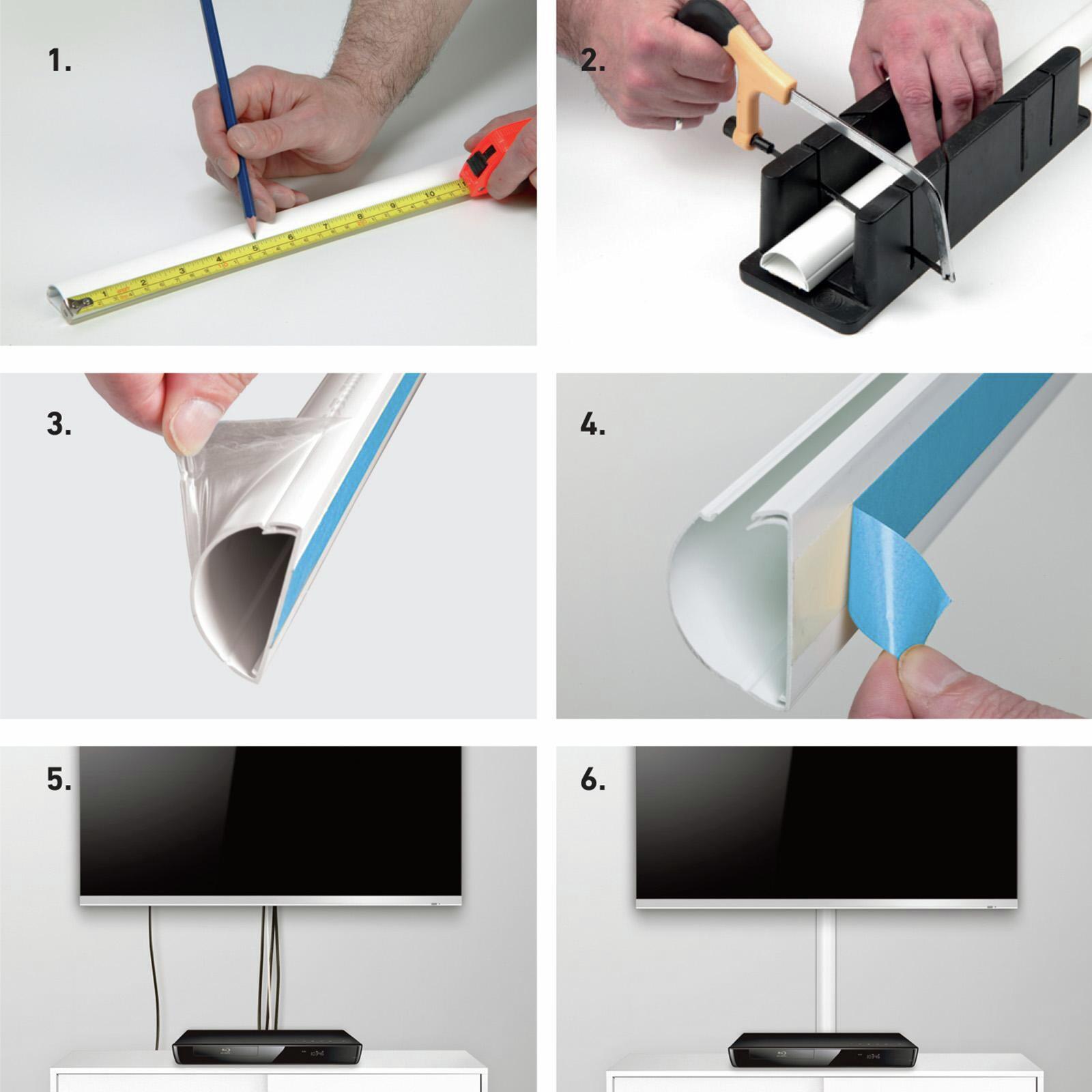 DLine 50 x 25mm 1m TV Wall Drop Adhesive Cable Management Cover