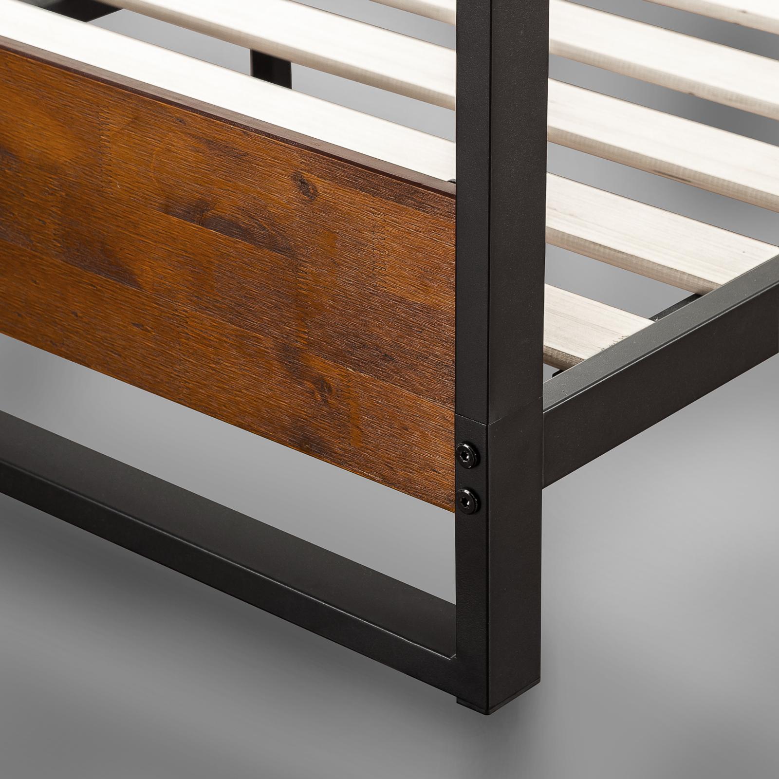 Zinus Suzanne Industrial Metal & Pine Wooden Double Platform Bed Frame