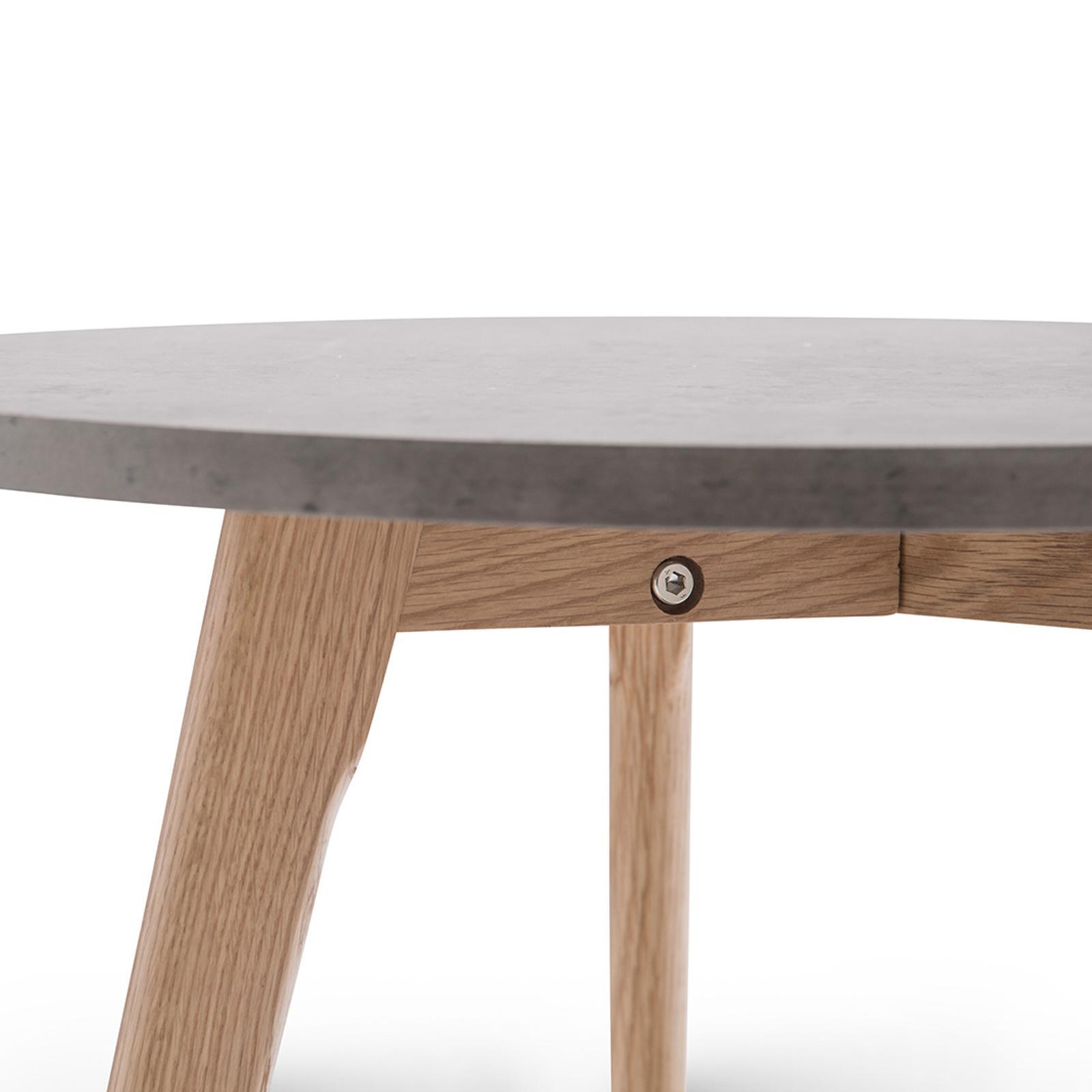 Raakel Concrete Look & Oak Round Side Table Bunnings Australia