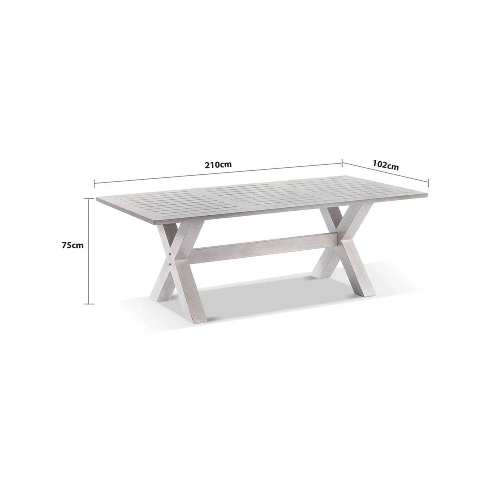 Outdoor Aged Teak Look Tahitian 2.1M Aluminium Dining Table Bunnings